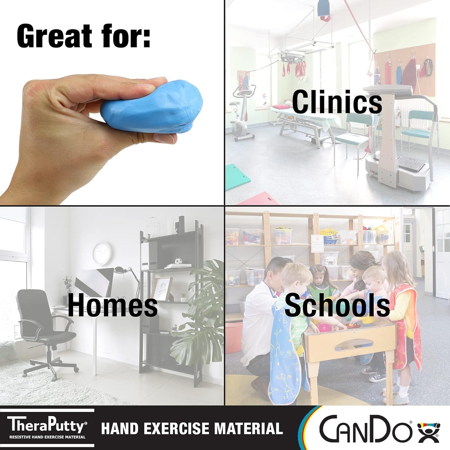 CanDo TheraPutty Standard Hand Exercise Putty For Rehabilitation, Exercises, Hand Therapy, Occupational Therapy, Hand Strengthening, Improve Motor Skills, Stress Relief (Pack of 2)