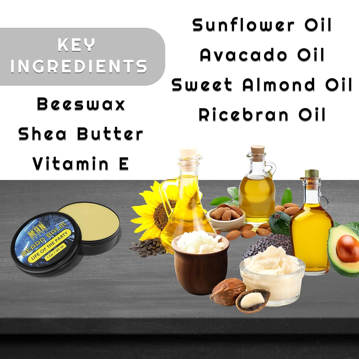 Life of the Party Beard Grooming Balm for Men - Natural Beeswax Based Conditioning Formula for Styling and Care (1 Ounce, Life of the Party)