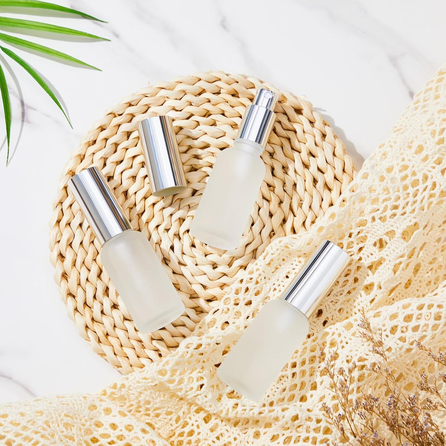 Roshtia 30 Pcs 1 oz/ 30 ml Silver Glass Spray Bottle Refillable Perfume Atomizer Clear Decorative Empty Bottles with Fine Mist Sprayer Pump for Face Body Travel