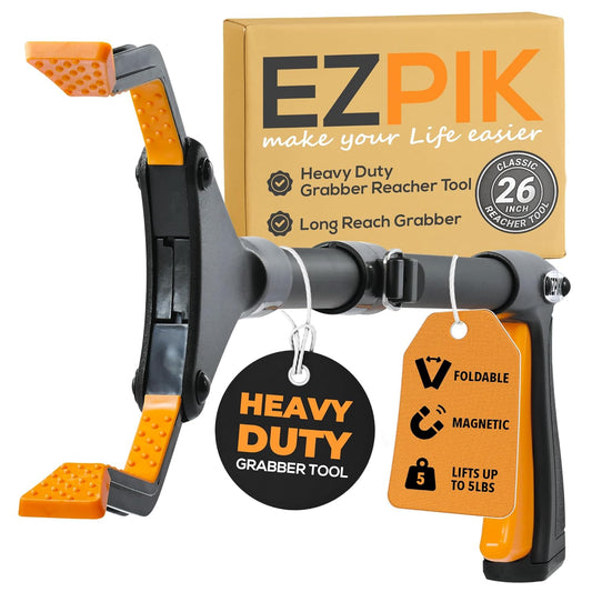 EZPIK® Reaching Aid Tool Grabber Reacher + Magnets - Grabbers for Seniors, Trash Picker Upper Grabber - Trash Grabber Tool- Reacher Grabber Pickup Tool with Rotating Head (26" Grip Aid)