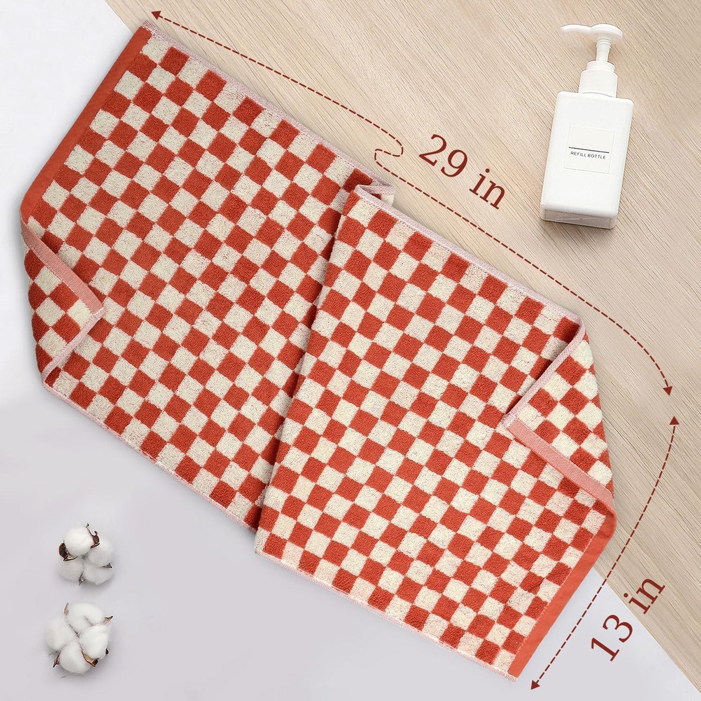 Jacquotha Checkered Hand Towels (13x29 Inches) - Kitchen Hand Towels Pack of 4, Absorbent Cotton Rags for Bathroom Face Gym Pool Swim