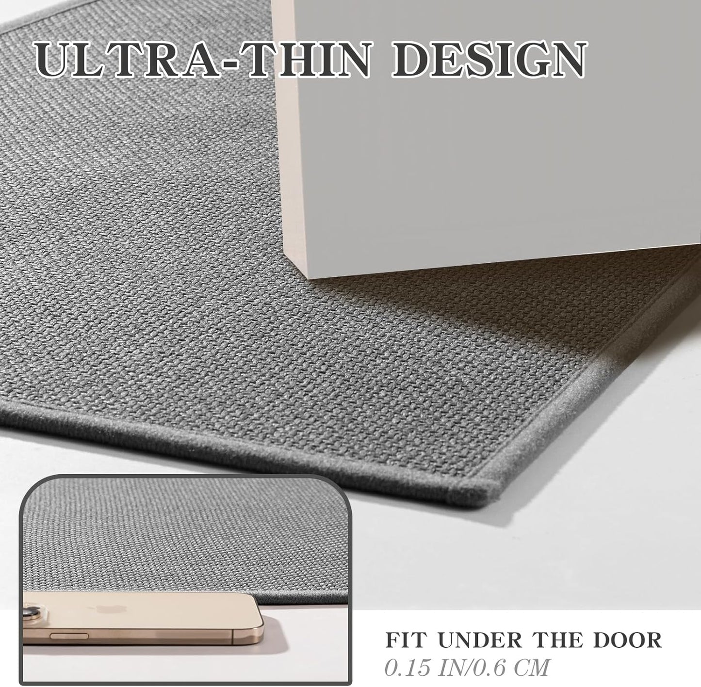 chakme Bathroom Rugs Mat 59x25, Ultra Thin Non Slip Bath Mat Large Quick Dry Absorbent Bath Mat for Bathroom Floor, (Dark Grey, 59"x25")