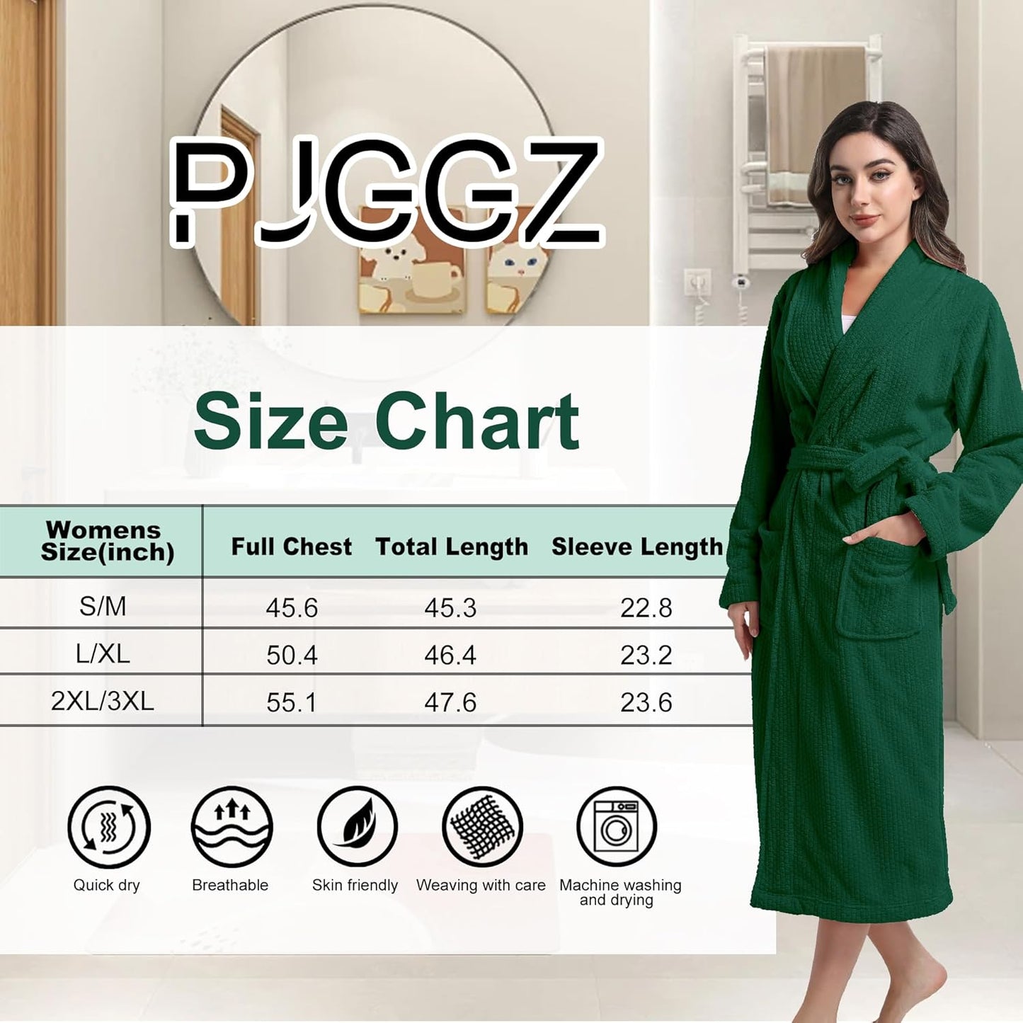 Women's Shawl Collar Bathrobe, Soft Long Towel Robes for Women - Super Absorbent Quick Dry yet Warm