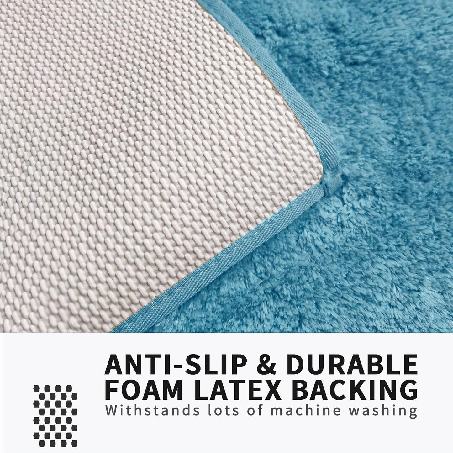 FIFU Bathroom Runner Rug 24" W x 48" L, Bath Mats for Bathroom, Bedroom & Kitchen, Non-Slip Rubber Latex Backing, Comfort & Soft Shower Bathmat & Carpet for Sink, Home & Hallways, Sky Blue