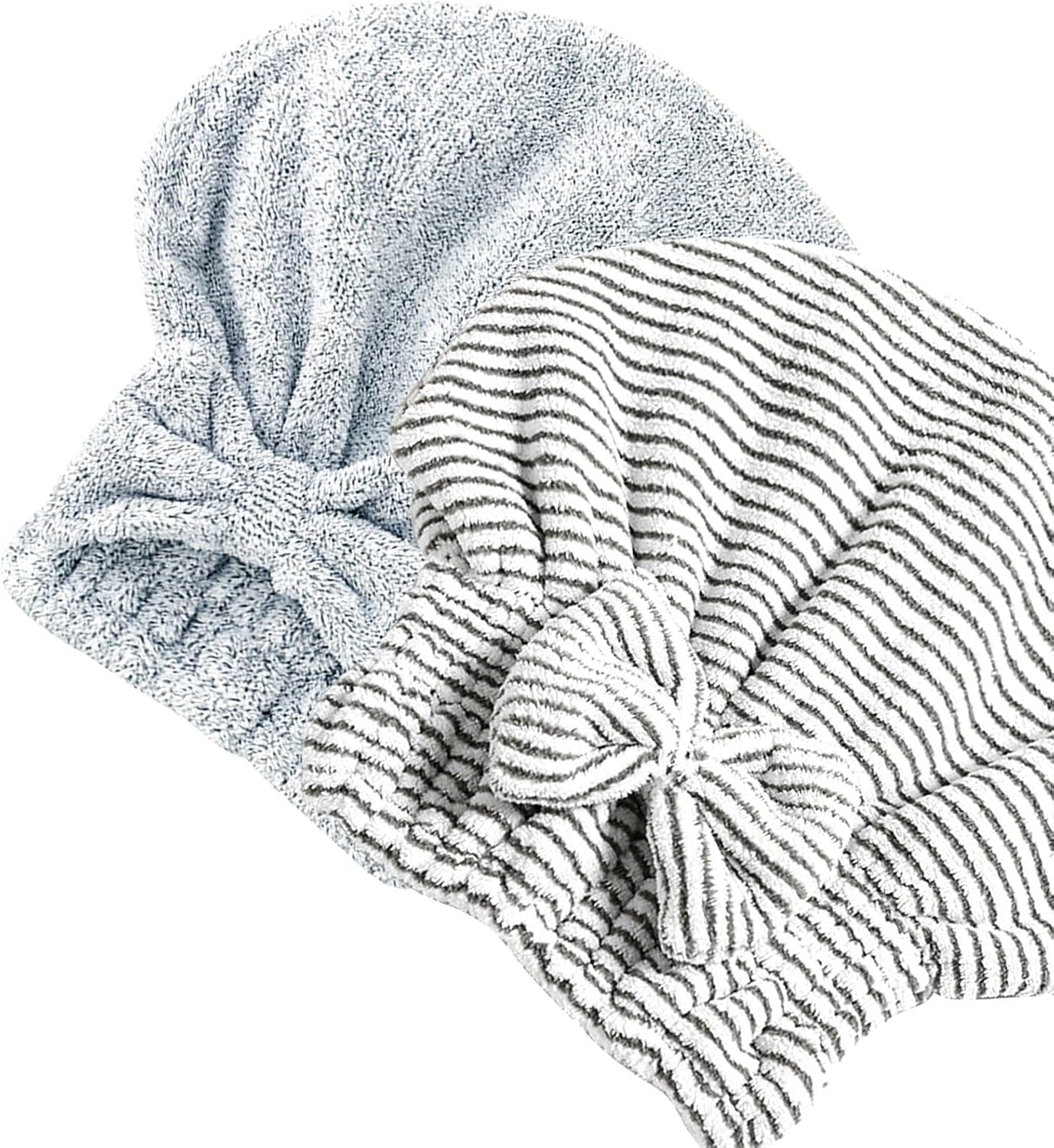 Jseng 2PC Bamboo Fiber Hair Drying Caps, Large Hair Wrap Towels, Extrame Soft & Ultra Absorbent, Thick Fluffy Fast Drying for Women