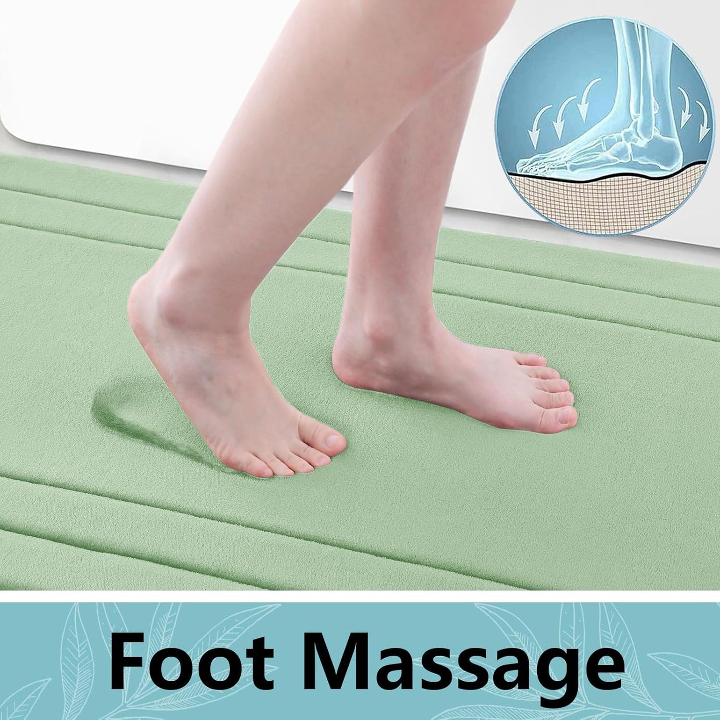 Arotive Memory Foam Bathroom Rug Mat 47x20, Ultra Soft and Absorbent Bath Mat, Machine Wash Dry, Comfortable Bath Rug Carpet for Bathroom Floor, Tub and Shower, Sage Green