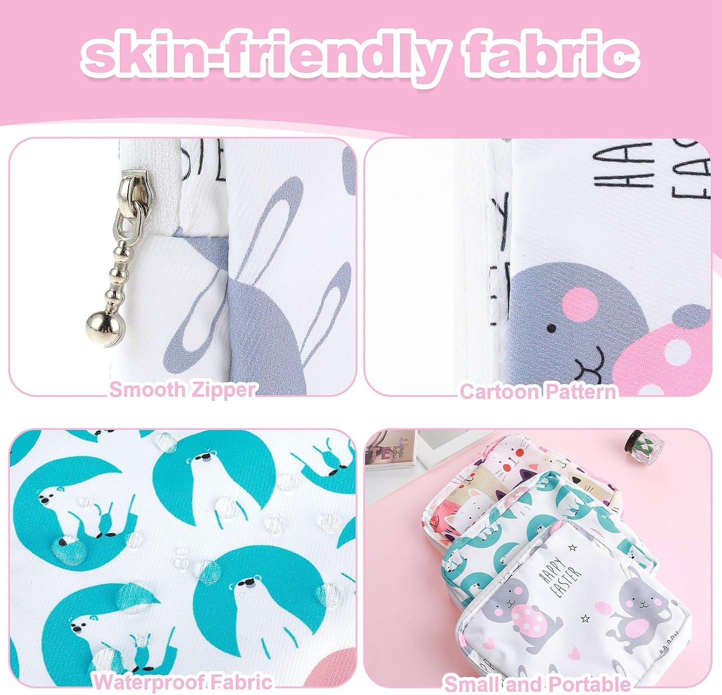 3-Pack Sanitary Napkin Storage Pouch, Cotton Menstrual Cup Holder, Portable Period Kit Bag for Women & Teen Girls