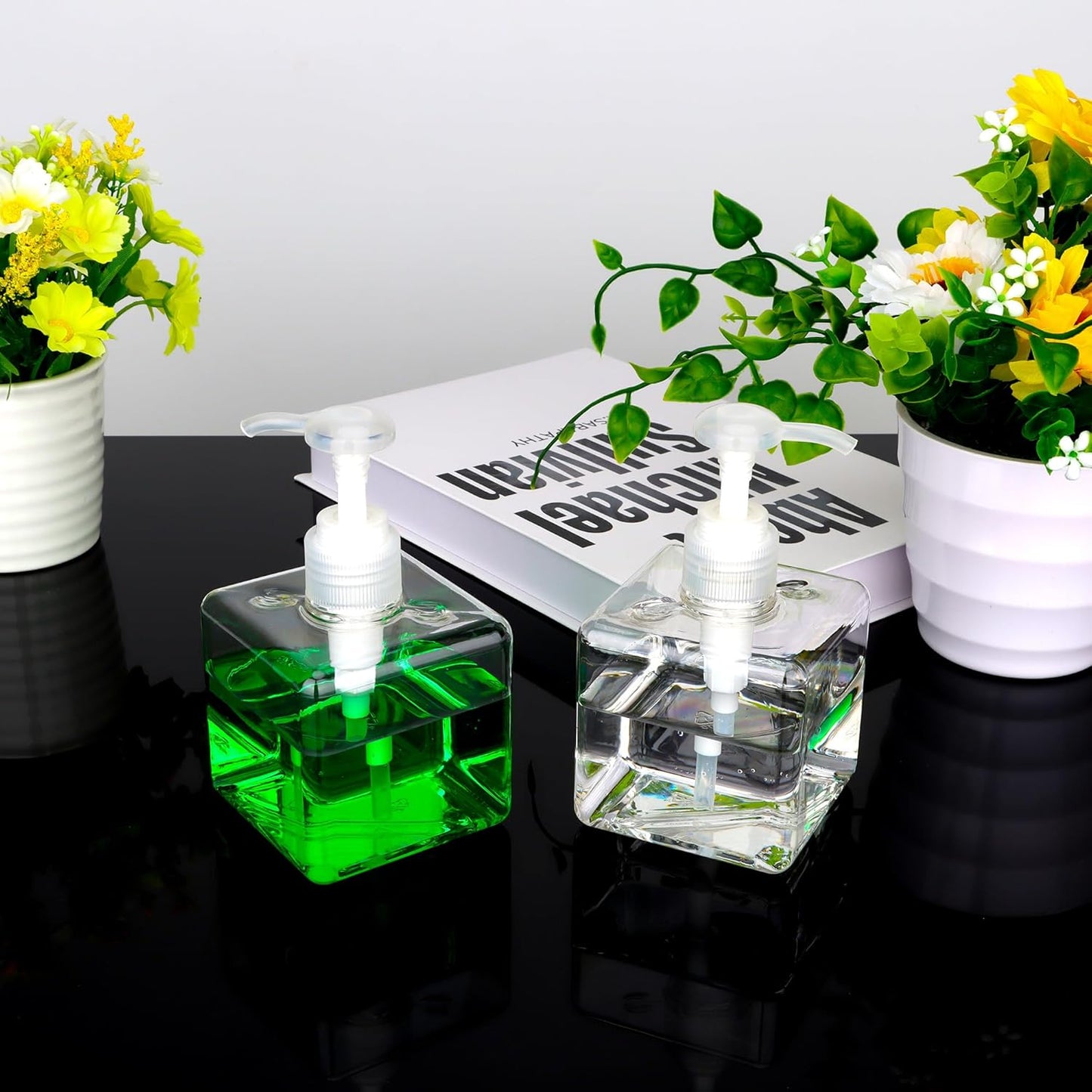 250ml (8.5oz) Pump Bottle Dispenser Jansburg 2 Pack Refillable Square Plastic Lotion Dispenser Empty Lotion Pump Bottle for Essential Oil Soap Lotion Shampoo Bathroom Travel Clear