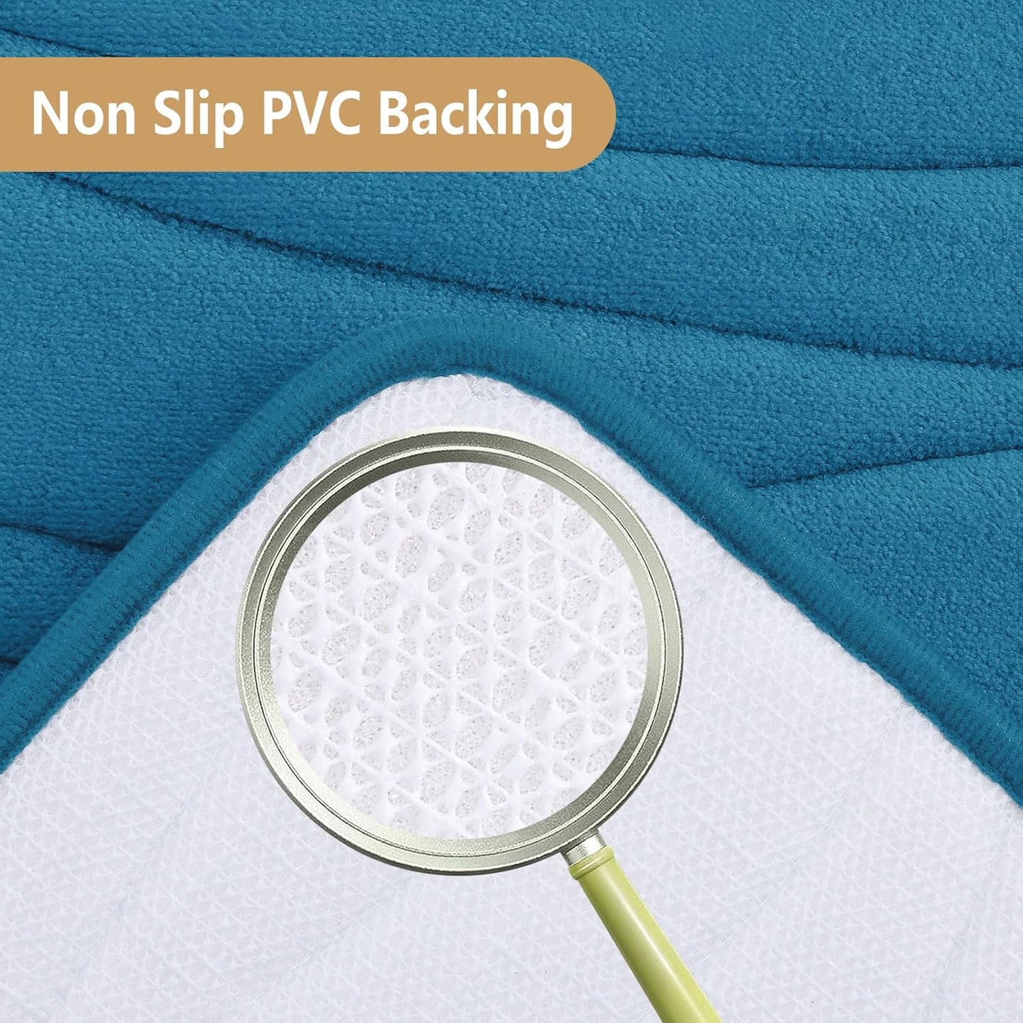 Buganda Memory Foam Bathroom Rug Mat 24x16, Extra Soft and Absorbent Bath Mats, Non-Slip and Machine Washable Bath Rugs for Bathroom Floor,Tub and Shower, Peacock Blue