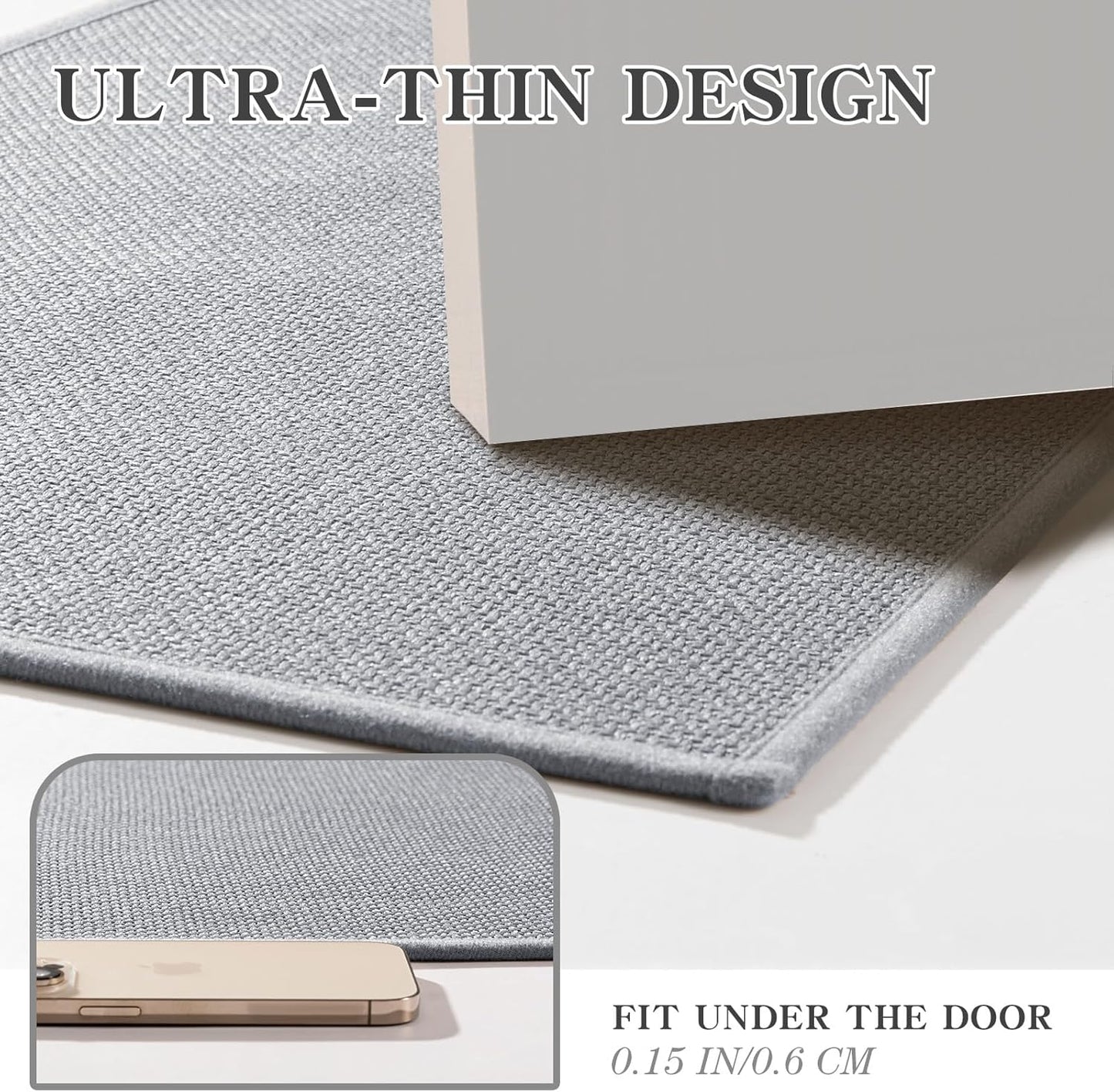 chakme Bathroom Rugs Mat 32x17, Ultra Thin Non Slip Bath Mat Quick Dry Absorbent Bath Mat for Bathroom Floor, (Light Grey, 32"x17")