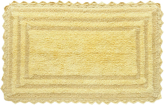 RAJRANG Bath Rug for Bathroom Kitchen Spa with Crochet Pattern Cotton Absorbent Soft Reversible Woven Bath Mat Pale Banana Rectangle 34x21 Inches