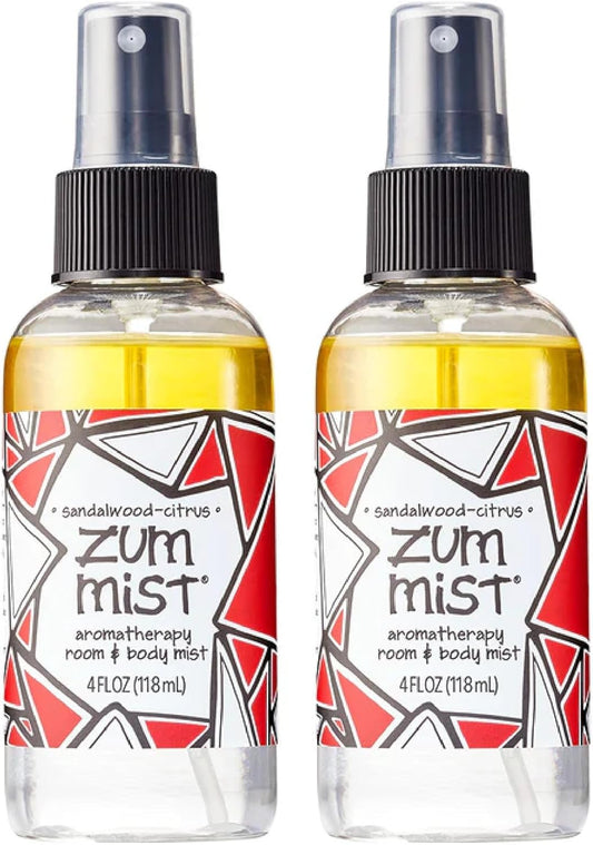 Indigo Wild Zum Mist Room & Body Spray - Aromatherapy Essential Oil Spray - Natural Body Mist & Room Spray - Sandalwood-Citrus Scent - 4 fl oz (2 Pack)
