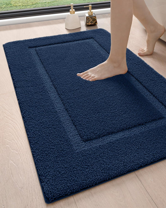 DEXI Bathroom Rugs 43x24, Washable Non Slip Bath Mat for Shower Floor, Absorbent Quick Dry Bathmat with Rubber Backing, Ultra Soft Plush Carpet for Tub, Navy