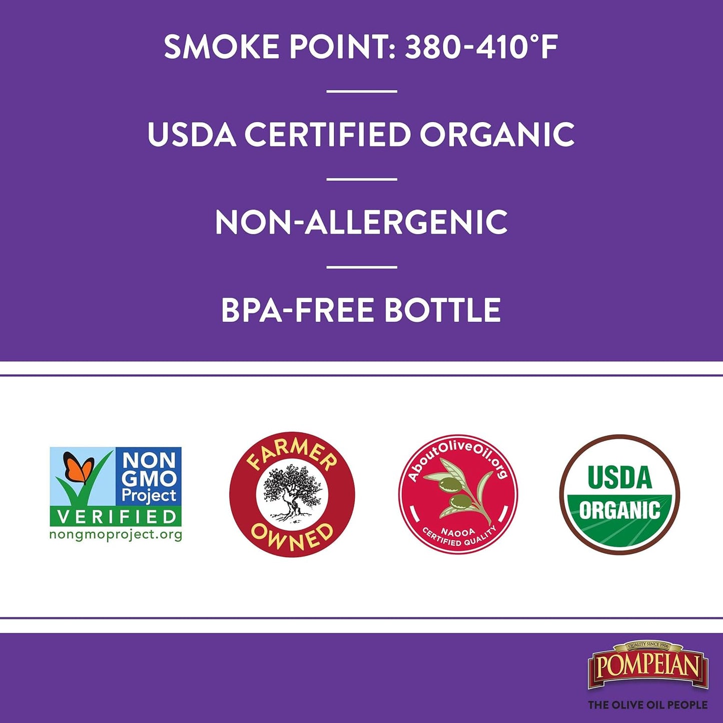 Pompeian USDA Organic Robust Extra Virgin Olive Oil, Contains Polyphenols, First Cold Pressed, Full-Bodied Flavor, Perfect for Salad Dressings & Marinades, 16 FL. OZ