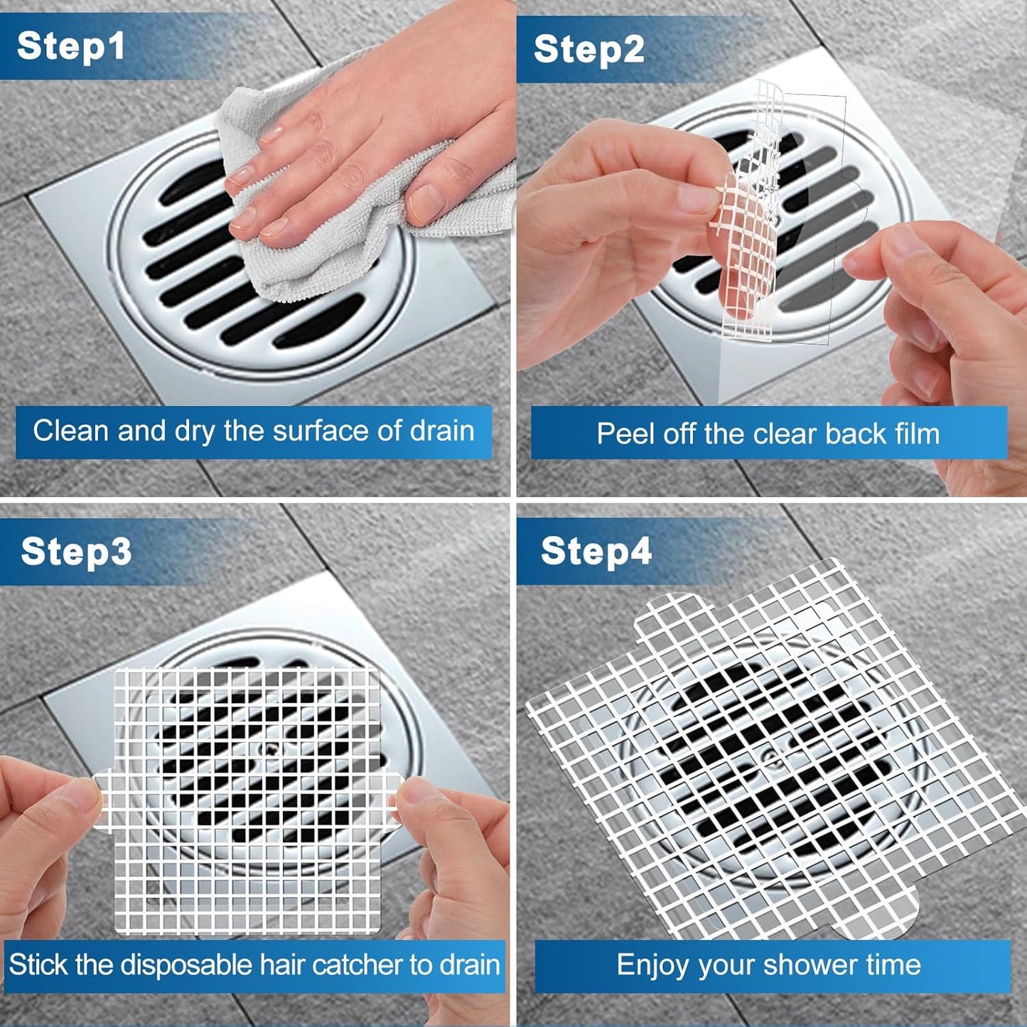 Disposable Shower Drain Hair Catcher, Shower Drain Cover Mesh Stickers, 25 Pack (5.9 Inch)