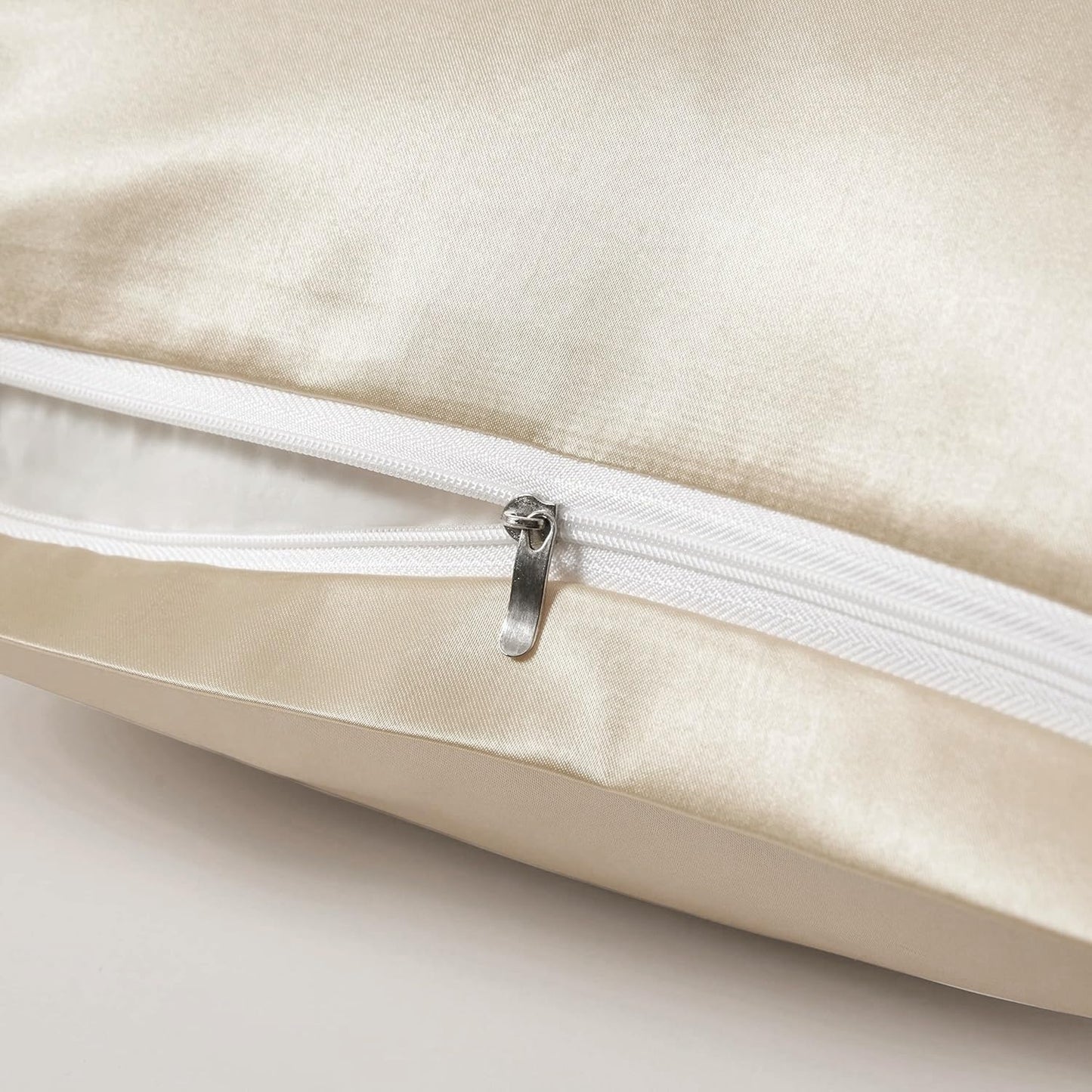 Juwenin Bedding,Super Soft and Luxury Silky Satin Pillowcase with Zipper (Silky Satin Pillow Case for Hair) Set of 2 (Camel, Standard(20''x26''))