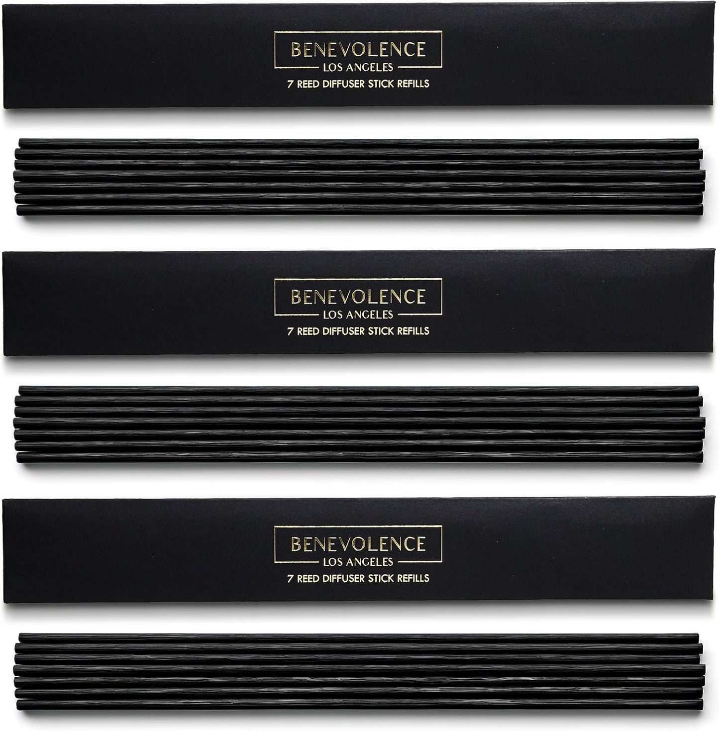 Benevolence LA Reed Diffuser Sticks - 3 Pack of 7 Natural Rattan Sticks per Pouch – Home Fragrance Refill, Eco-Friendly Reed Replacement for Essential Oil Diffusers