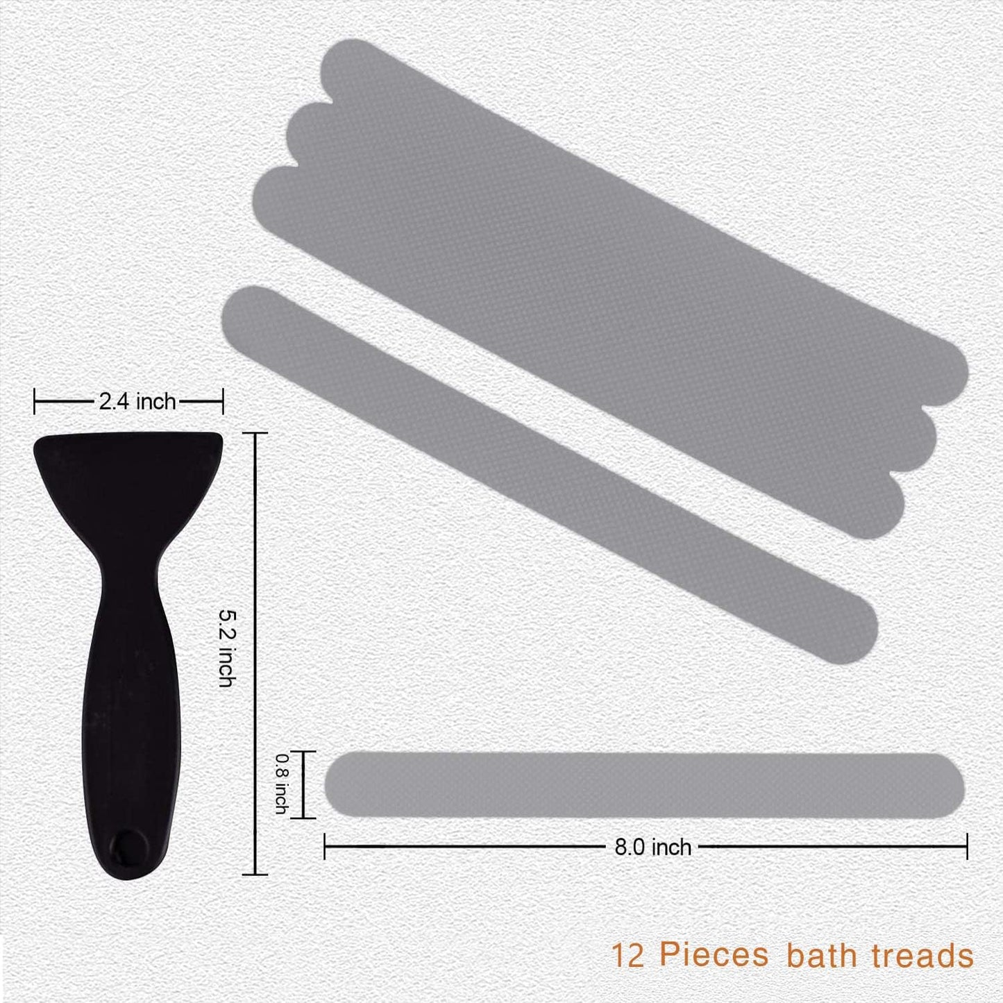 Anti Slip Shower Stickers, Safety Bathtub Strips Adhesive Decals with Premium Scraper for Bath Tub Shower Stairs Ladders Boats