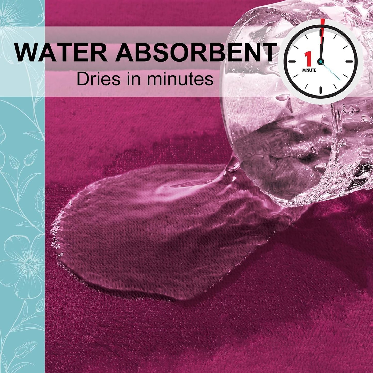 Grandaily Memory Foam Bath Mat Rug 24x16, Ultra Soft, Non-Slip and Absorbent Bathroom Rugs, Machine Wash Dry, Comfortable Bath Carpet for Bathroom Floor, Tub and Shower, Burgundy