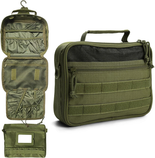 SMONT Toiletry Bag for Men Travel Toiletry Organizer Dopp Kit Organizer Toiletries Travel Bag Shaving Hygiene Bag Bathroom Hanging Men's Toiletry Bag for Short Trips Army Green