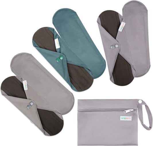 7pcs Set 1 pc Mini Wet Bag +6pcs Absorbent Reusable Sanitary Pads/Washable Cloth Menstrual Pads(Morandi-1,S)