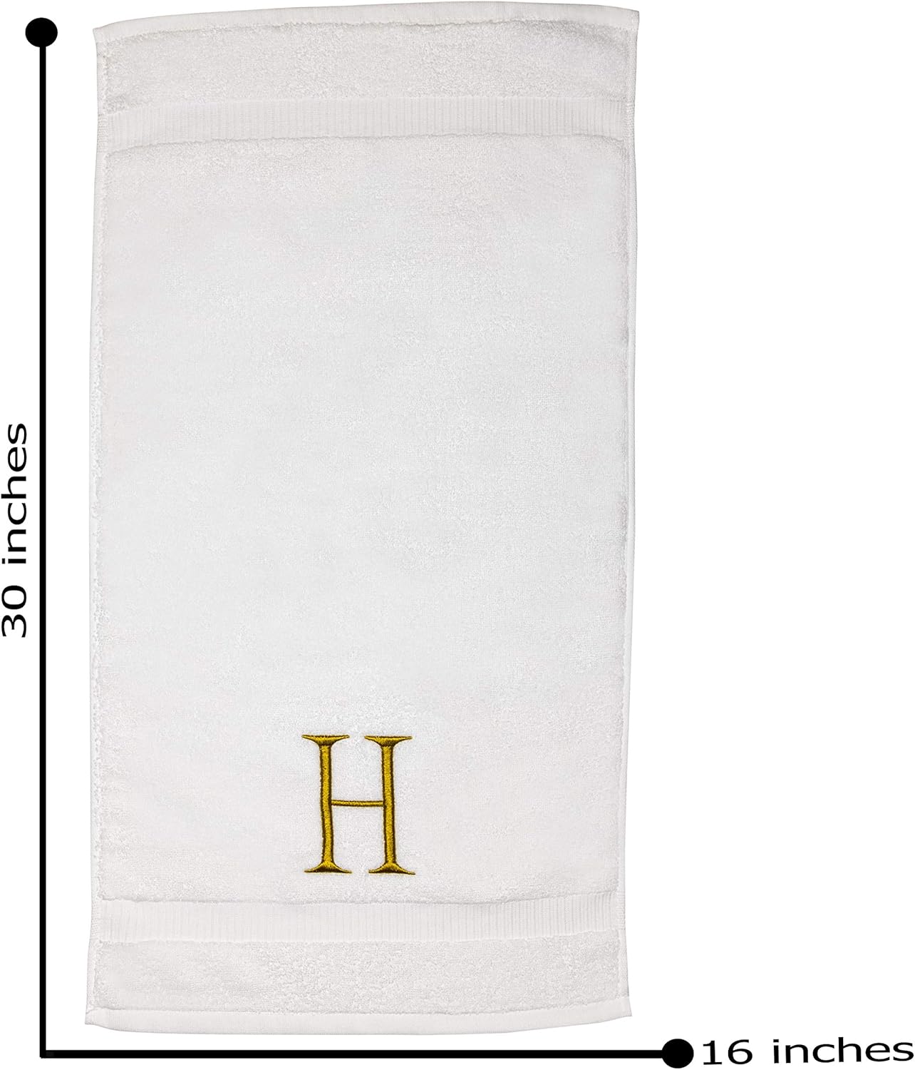 Monogrammed Hand Towels for Bathroom - Luxury Hotel Quality Personalized Initial Decorative Embroidered Bath Towel for Powder Room, Spa - GOTS Organic Certified - Set of 2 Gold Letter H