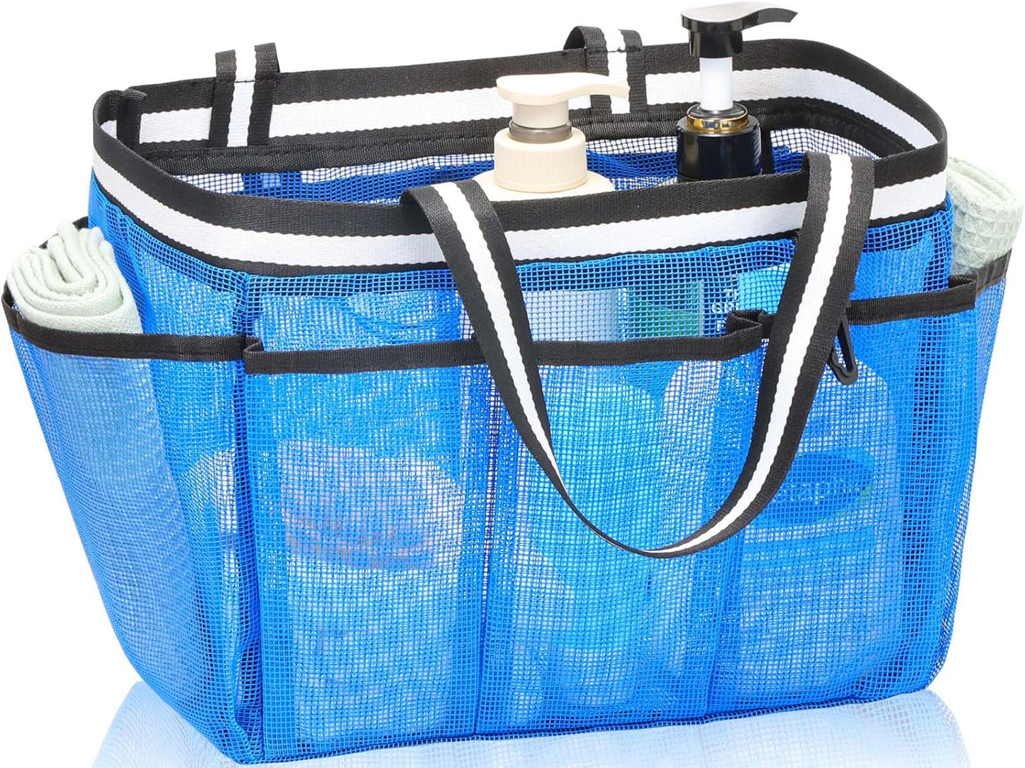 Mesh Shower Caddy Portable Shower Bag for College Dorm Camping Travel Gym(Blue)