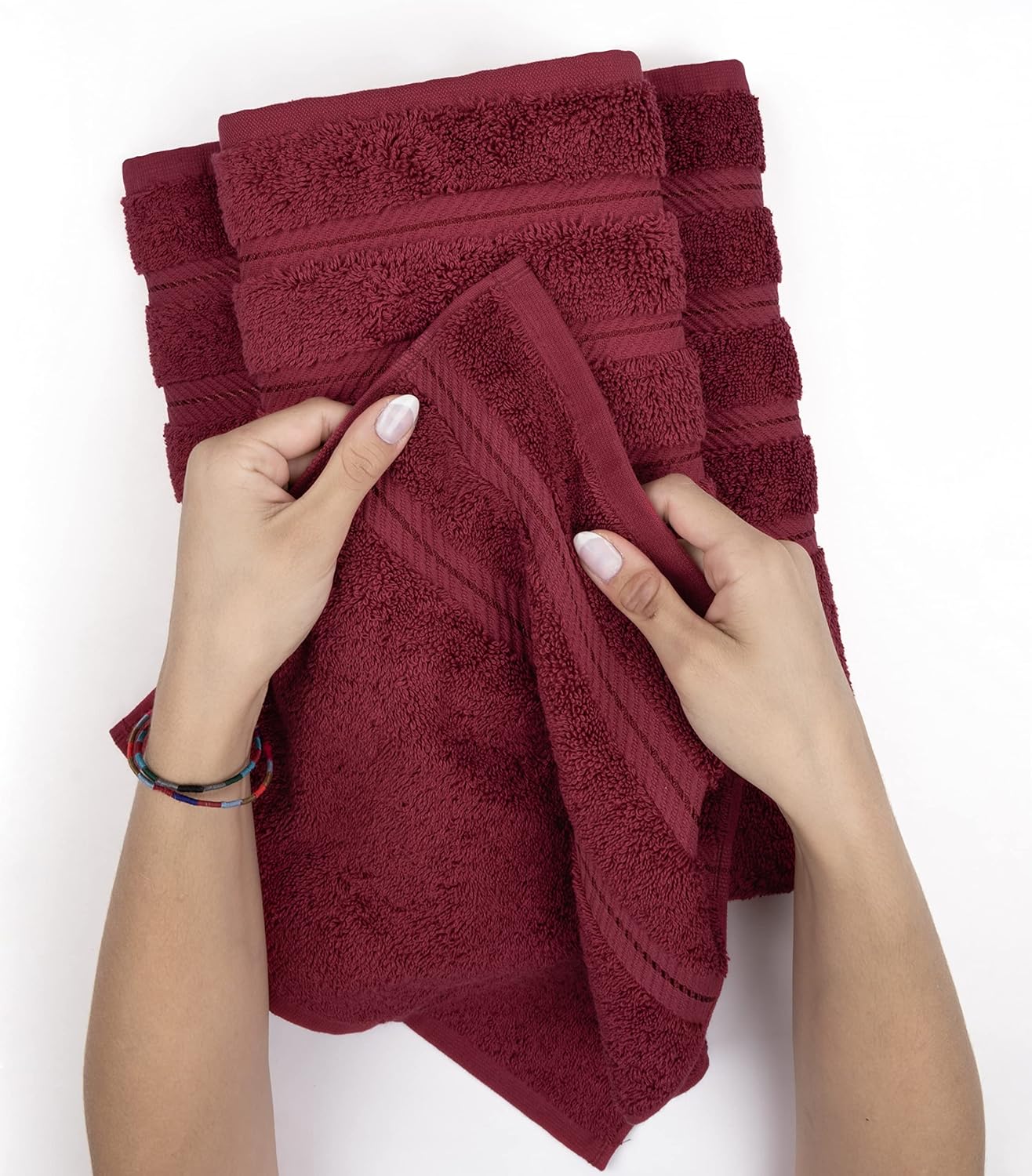 American Soft Linen Luxury Hand Towels for Bathroom, 600 GSM 100% Cotton Turkish 4 Piece Hand Towel Set, 600 GSM Hand Face Towels for Kitchen, Bordeaux Red Hand Towels