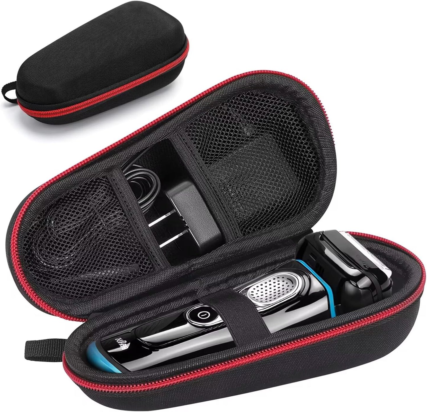 Electric Shaver Case,Travel Shaver Storage Bag & Razor Organizer Pouch,Durable,Waterproof, Compact Design for Men's Essentials,Fits Most Electric Shavers for Philips Braun Panasonic(Red)