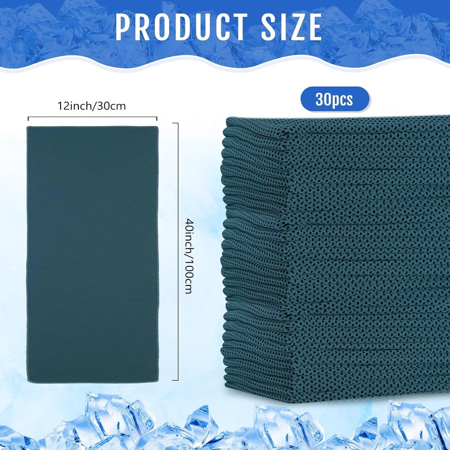 Hosuly 30 Pack Cooling Towels, 40"x12" Ice Breathable Soft Chilly Sweat Rag Microfiber Workout Rags for Gym Cooling Towels for Neck and Face for Yoga Golf Sport Running