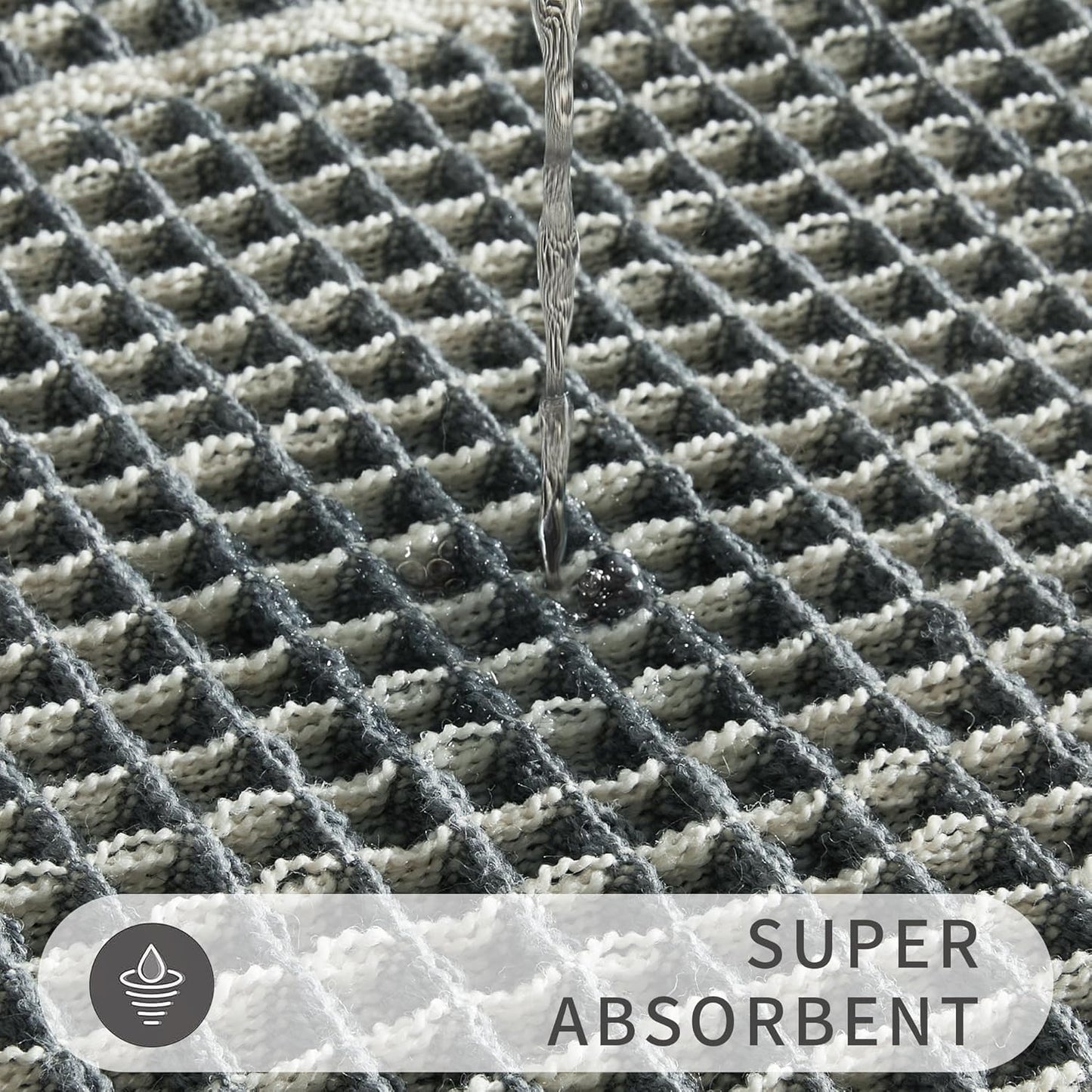 Bathroom Floor Mat,Boho Bathoom Mat,Super Absorbent Bath Rug,Bathroom Rugs Non Slip Washable, Quick Dry Shower Mats, Ultra Soft Bath Mat Towel,Bluish Grey & Yellow,17"*24"