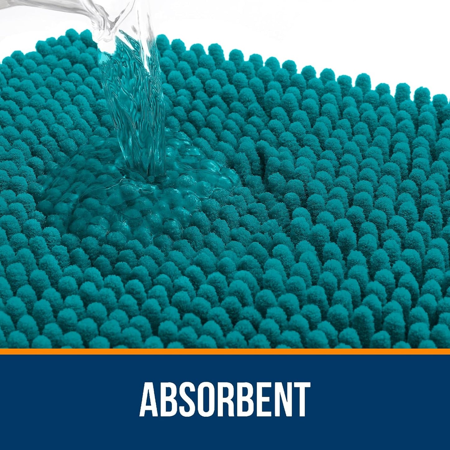 OLANLY Bathroom Rugs 24x16, Extra Soft Absorbent Chenille Bath Rugs, Rubber Backing Quick Dry, Machine Washable Bath Mats for Bathroom Floor, Tub and Shower, Home Decor Accessories, Deep Lake