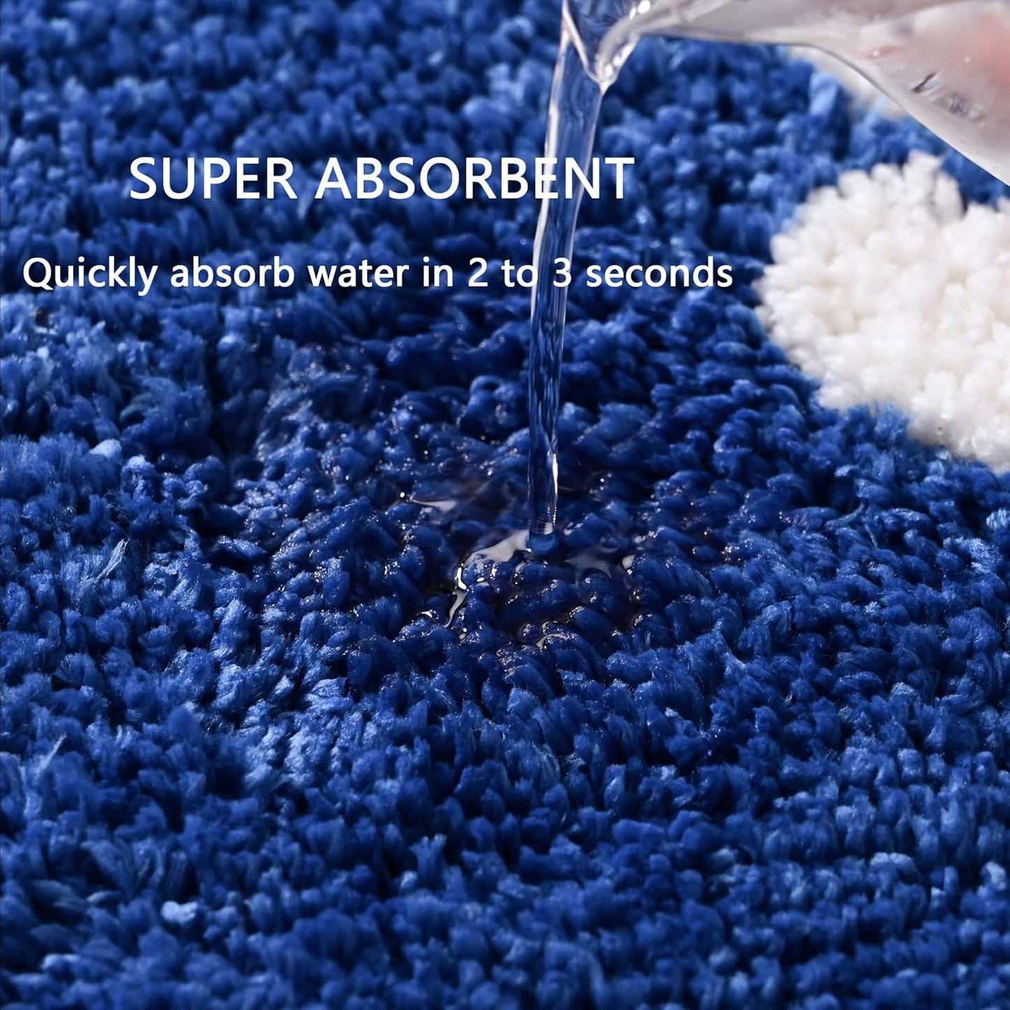 Bath Mat, White Flower, 16"x24", Non Slip, Machine Washable