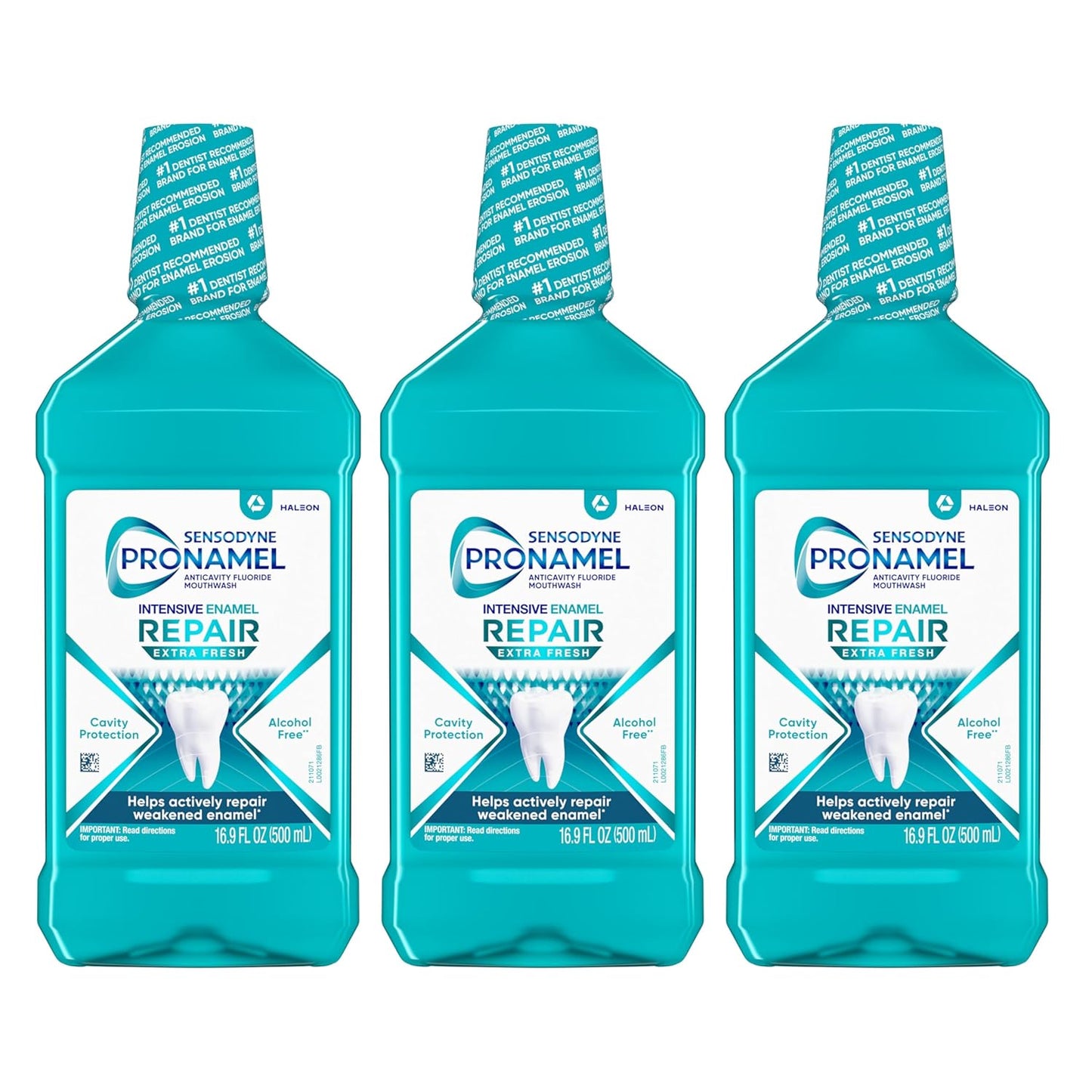 Sensodyne Pronamel Intensive Enamel Repair Alcohol-Free Mouthwash to Help Actively Repair Enamel and Protect Against Cavities, Extra Fresh, 16.9 fl oz (3 Pack)