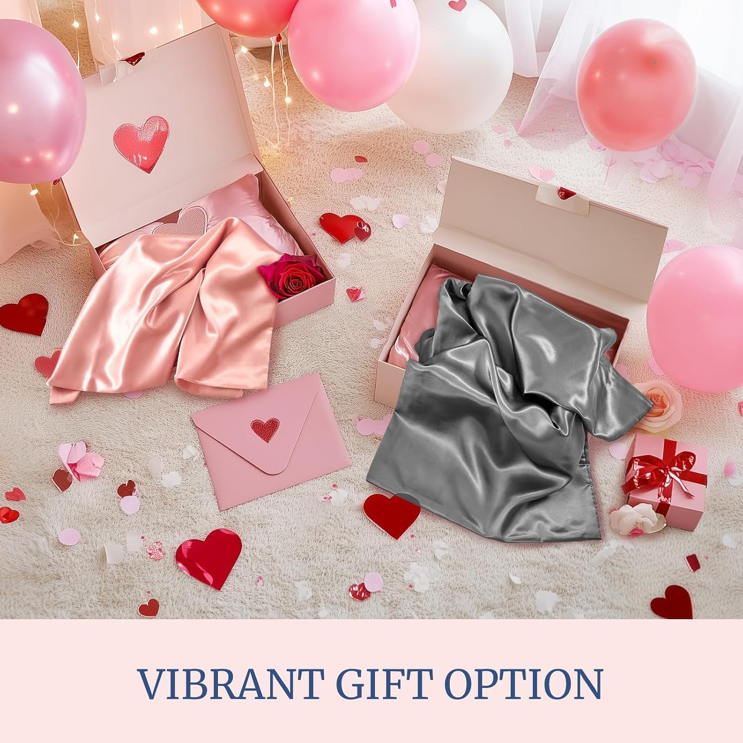 BEDELITE Satin Pillowcase for Hair and Skin, Super Soft and Cooling Similar to Silk Pillow Cases 2 Pack with Envelope Closure, Gift for Women Men(20"x26" Standard Size, Dark Grey)