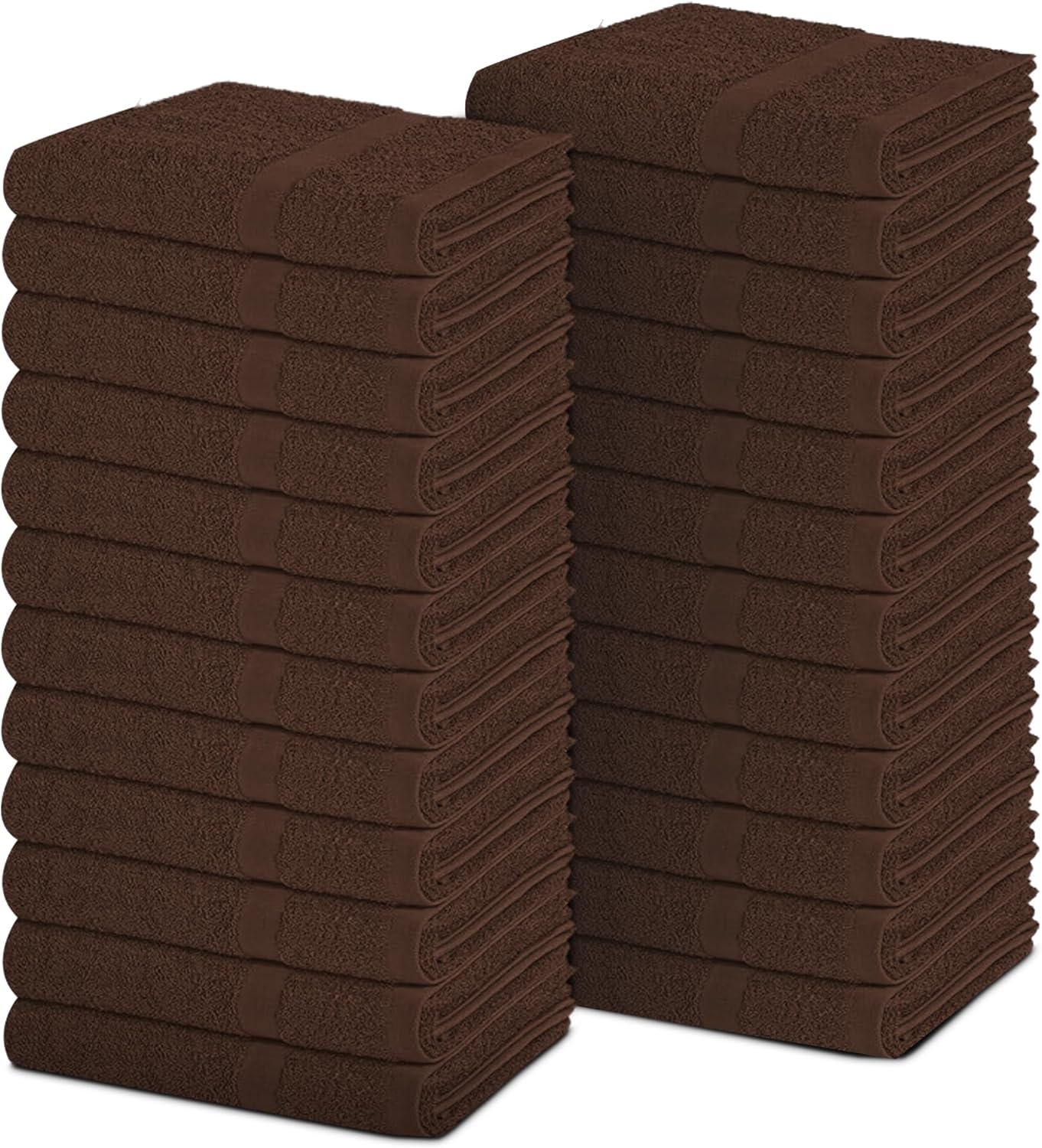Pearl Linens Pack of 24 100% Cotton Hand Towels, Salon Towels for Spa, Gym and Bathroom Use, Hair Towels in Bulk, Soft, Absorbent, Quick Dry & Machine Washable, 16x27 inches, Brown
