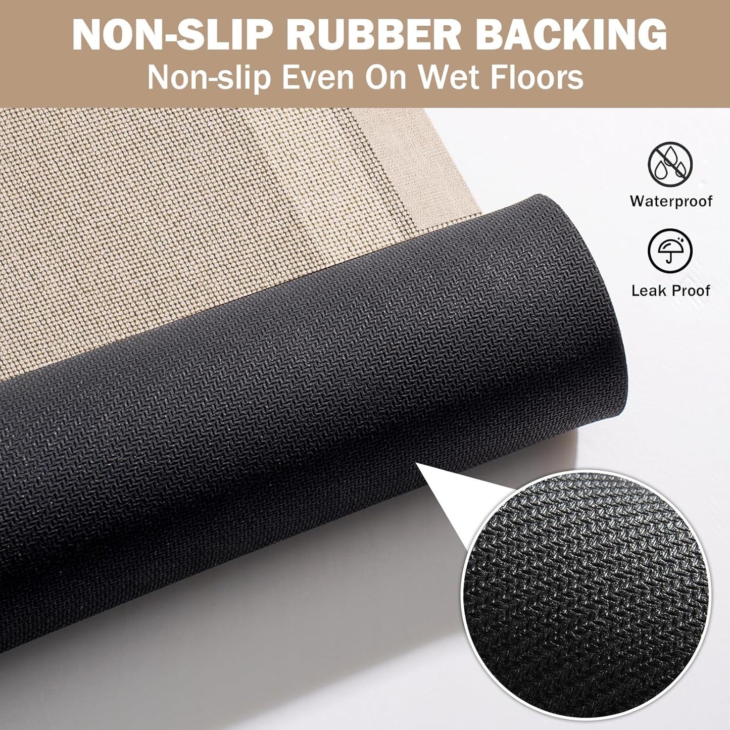 Non Slip Bath Mat, Rubber Backing Ultra Thin Bathroom Rugs Fit Under Door Quick Dry Super Absorbent Washable Bath Rug Shower Mat for Bathroom Floor Bathtub Shower Sink, Easy Care Beige 16"x 24"