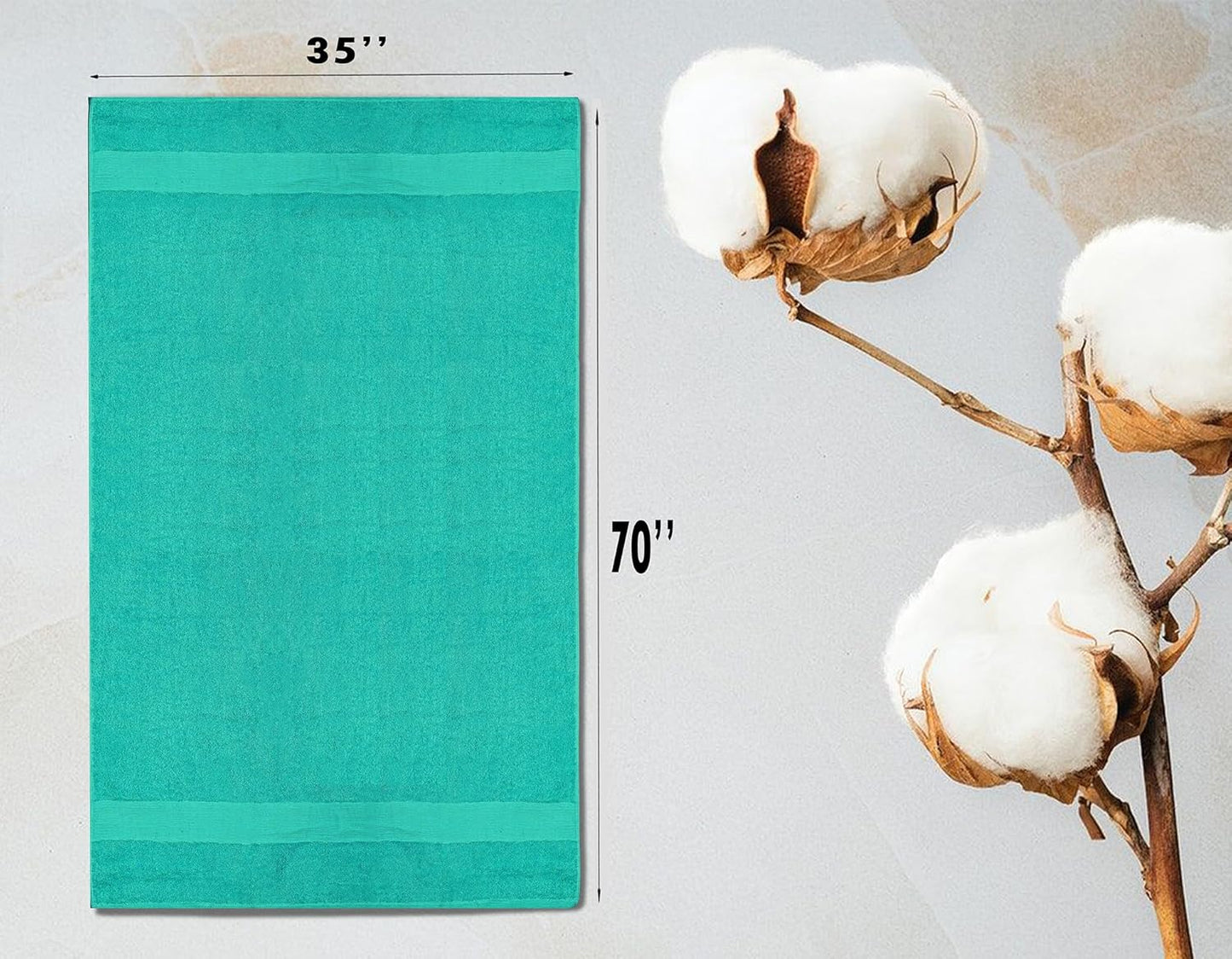 100% Cotton Luxury Bath Sheets - Pack of 2 (35" x 70") | Super Soft, Quick-Dry & Highly Absorbent Towels for Bathroom, Home, Spa & Gym (Turquoise)