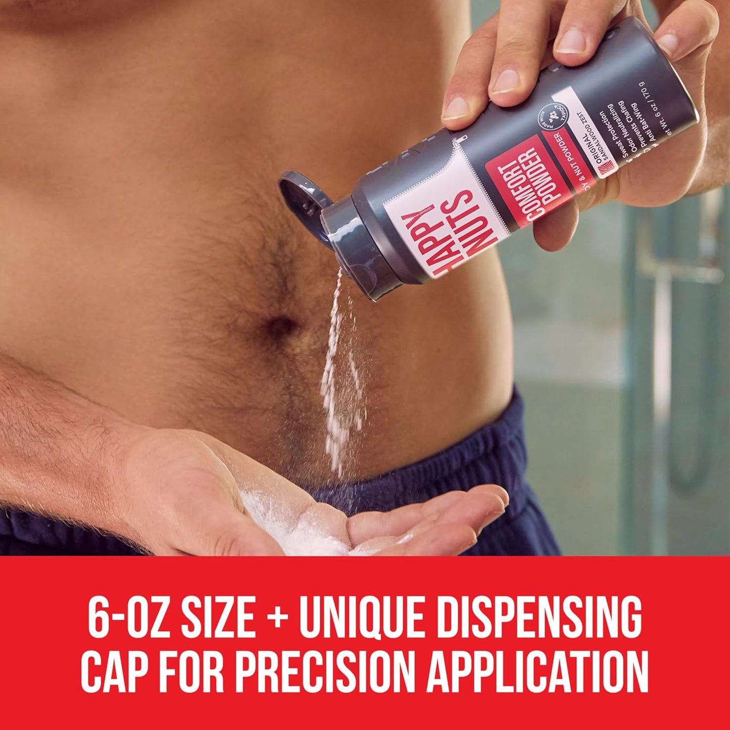 HAPPY NUTS Comfort Powder - Anti Chafing & Deodorant, Aluminum-Free, Sweat and Odor Control for Jock Itch, Groin and Men's Private Parts 6oz (6 Ounce (Pack of 3), Original)