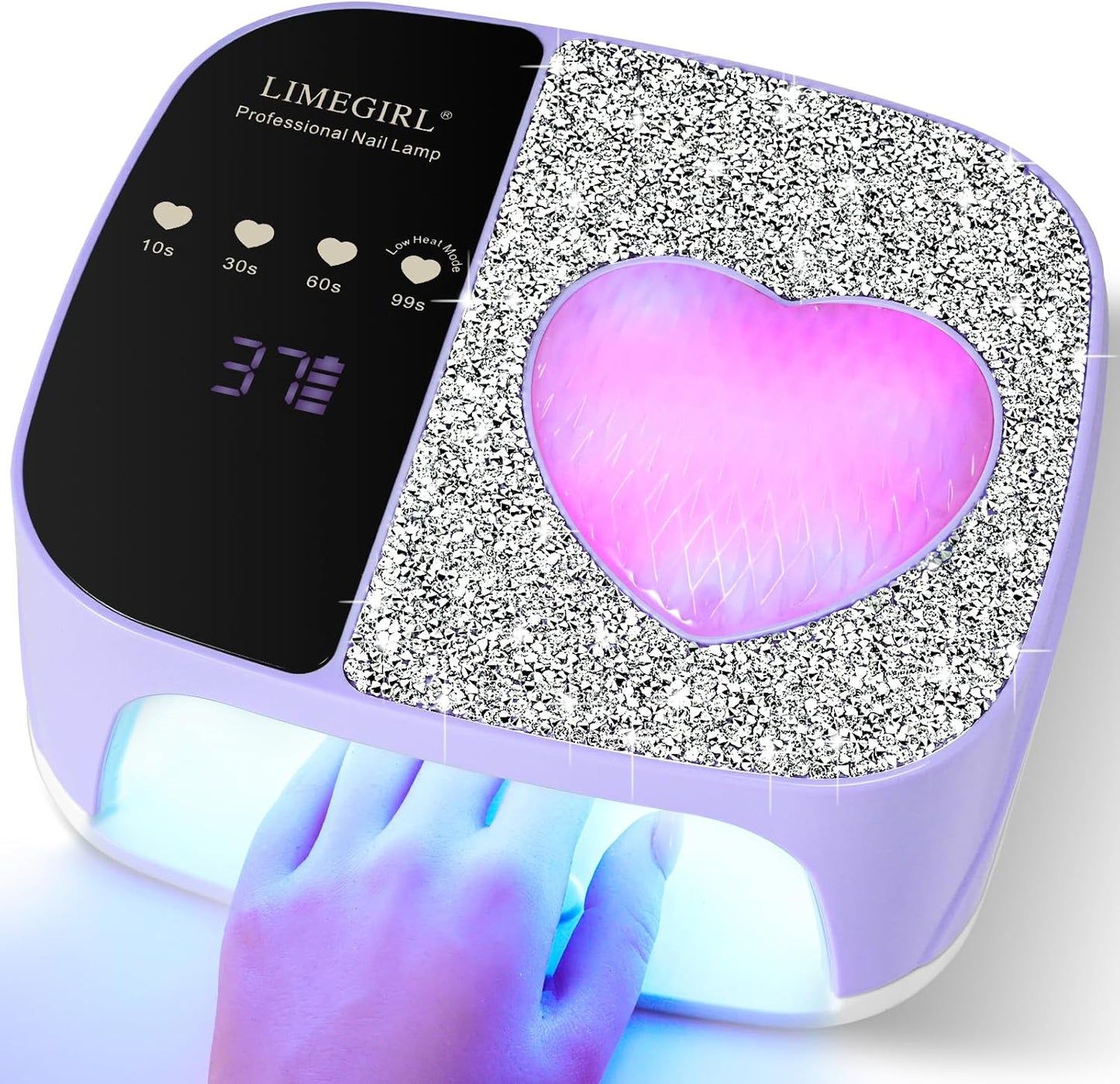LimeGirl UV LED Nail Lamp Kit for Gel Polish Professional Fast Curing Purple Dryer Light Set with 4 Timer Settings Cordless Rechargeable Nail Art Cure Machine for Manicure Pedicure at Home and Salon