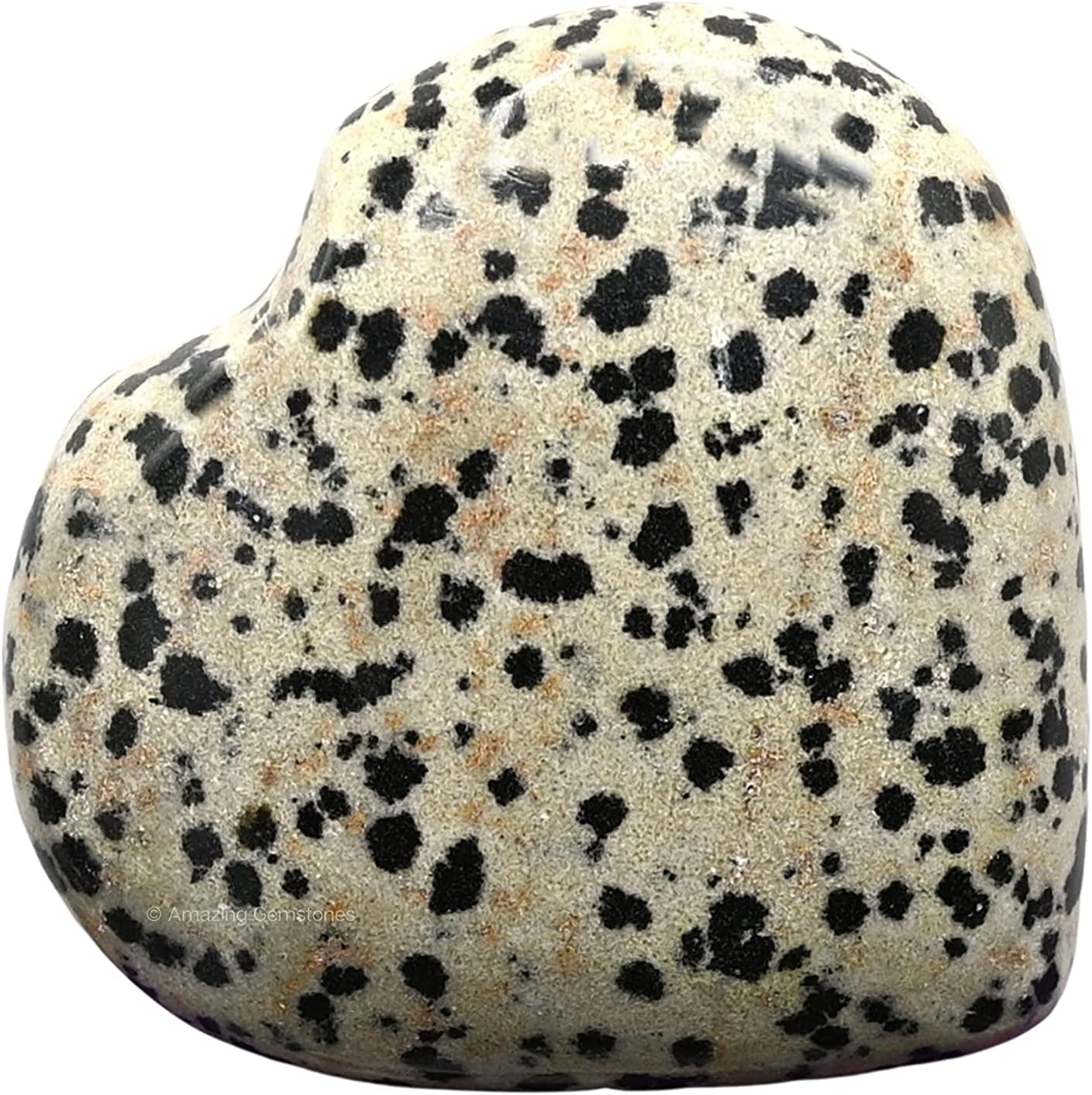 Amazing Gemstone Dalmatian Jasper Crystal Heart Palm Stone - Pocket Massage Worry Stone for Natural Body Chakra Balancing, Reiki Healing and Crystal Grid