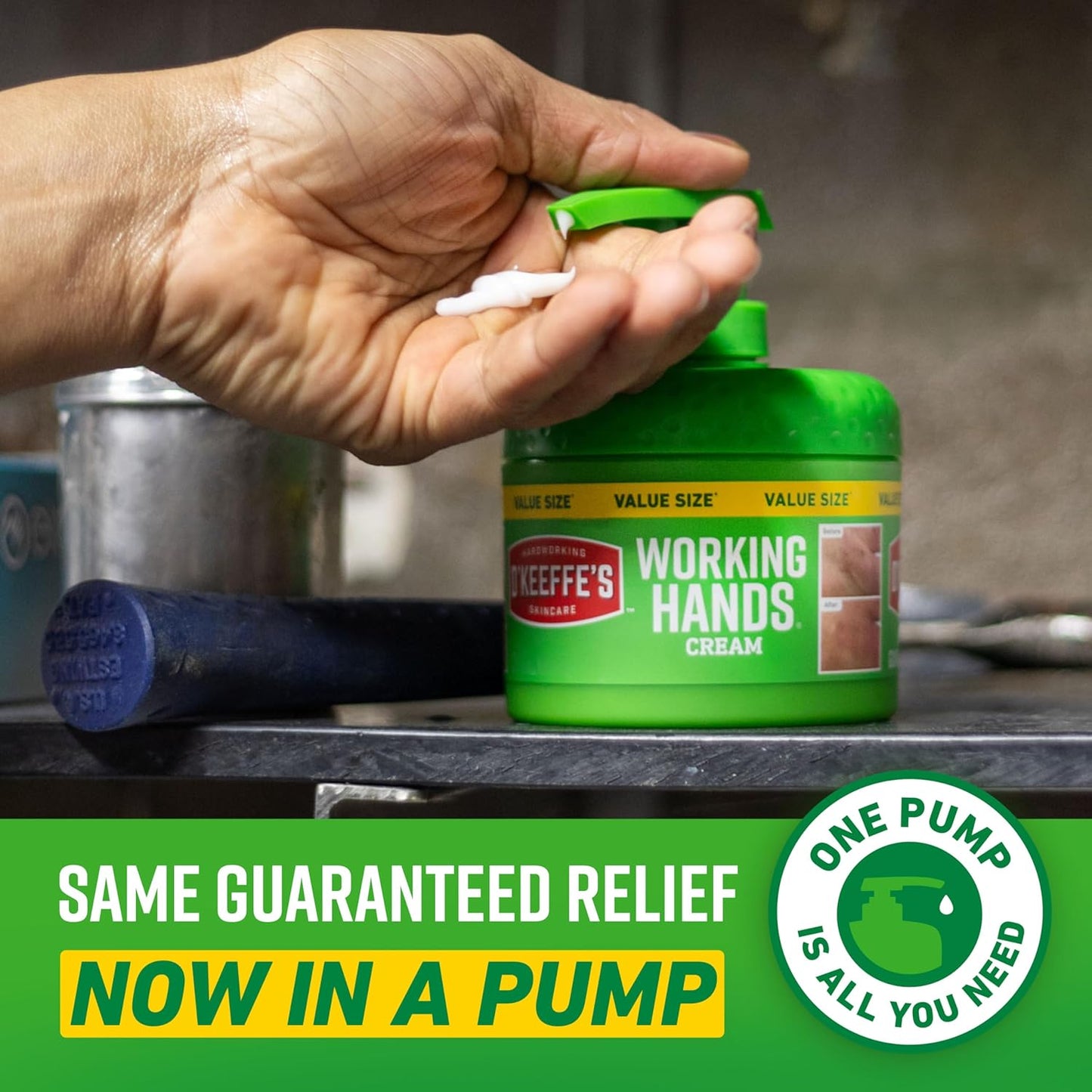 O'Keeffe's Working Hands Hand Cream in a Pumpable Jar for Extreme Dryness – 10oz Pump (1 Pack) - Repairing Skincare for Cracked, Dry Hands