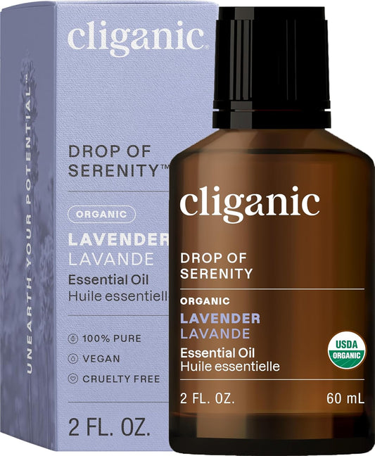 Cliganic Organic Lavender Essential Oil - 100% Pure Natural for Aromatherapy Diffuser | Non-GMO Verified (Packaging May Vary)