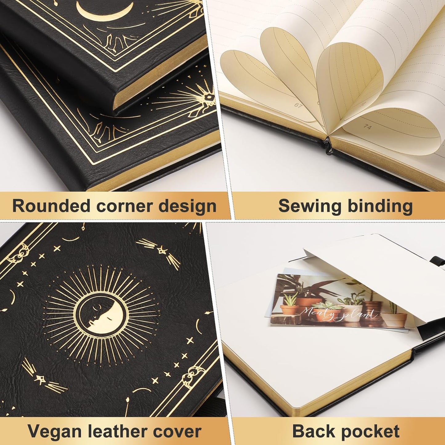 Plain Journal for Women Men, 192 Pages A5 Notebook Journal, Hardcover Notebook with 100Gsm Thick Pages, Leather Note Book for Writing, Travel, Business, Office, Prayer 5.7 x 8.3,Black