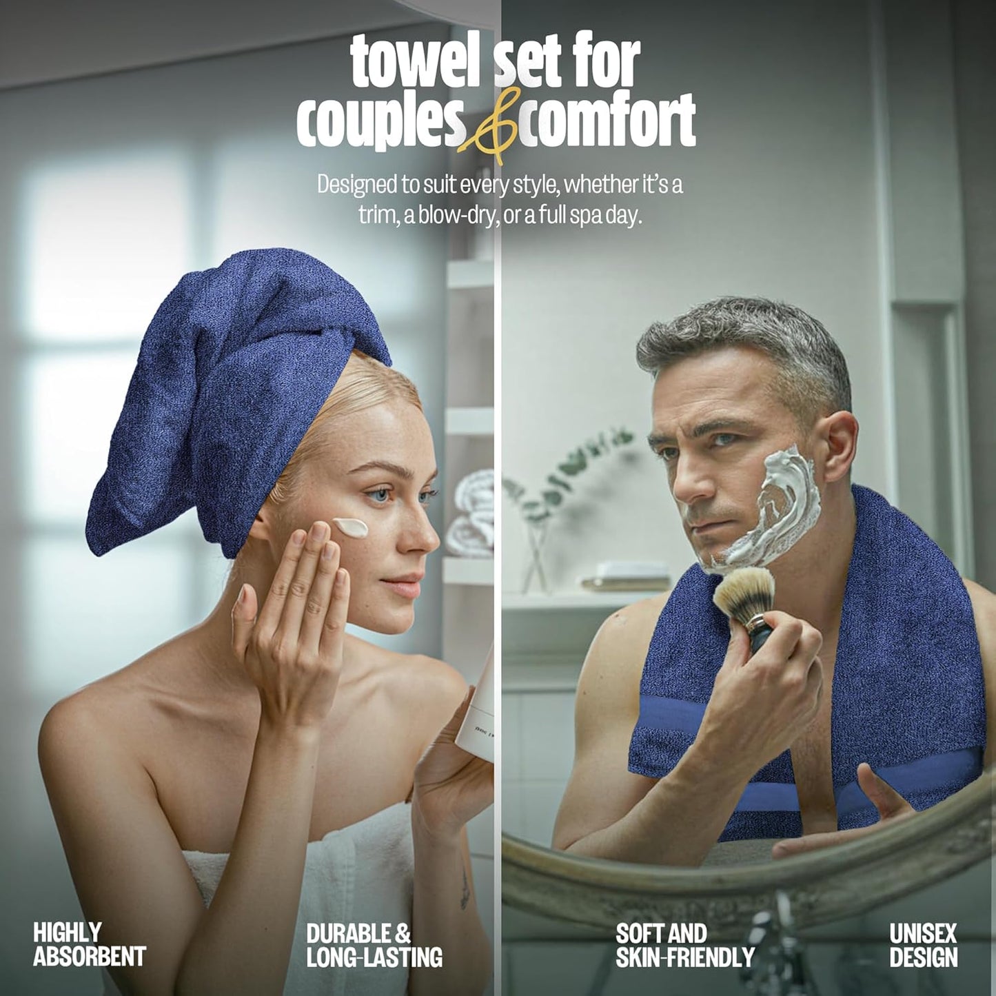 Pearl Linens Pack of 24 100% Cotton Hand Towels, Salon Towels for Spa, Gym and Bathroom Use, Hair Towels in Bulk, Soft, Absorbent, Quick Dry & Machine Washable, 16x27 inches, Light Blue