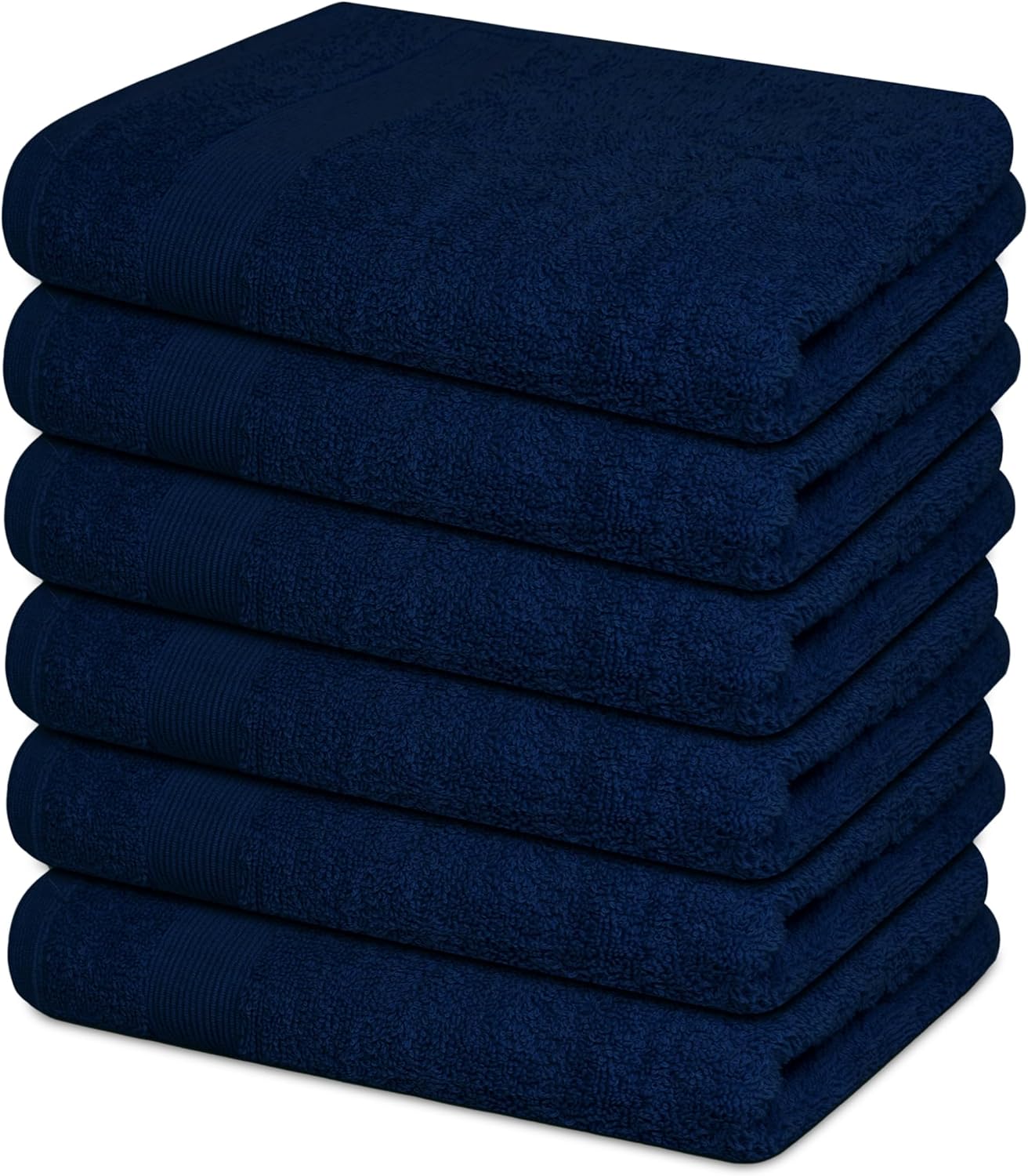 Premium Hand Towels Pack of 6 (16" x 30”) 100% Combed Ring Spun Cotton | Highly Absorbent Hand Towels Set | Ultra Soft for Home, Gym & Spa (Navy Blue)