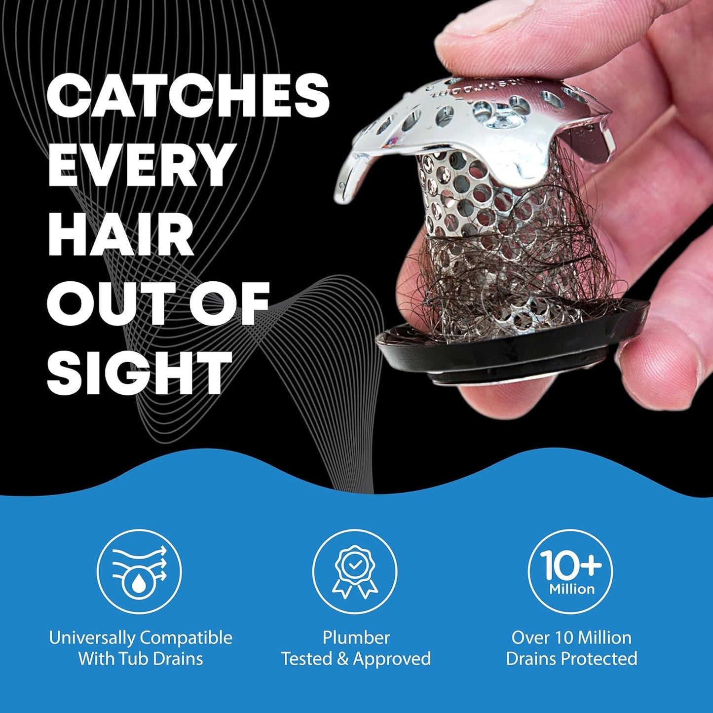 TubShroom Ultra Revolutionary Bath Tub Drain Protector Hair Catcher/Strainer/Snare Stainless Steel, Single Pack