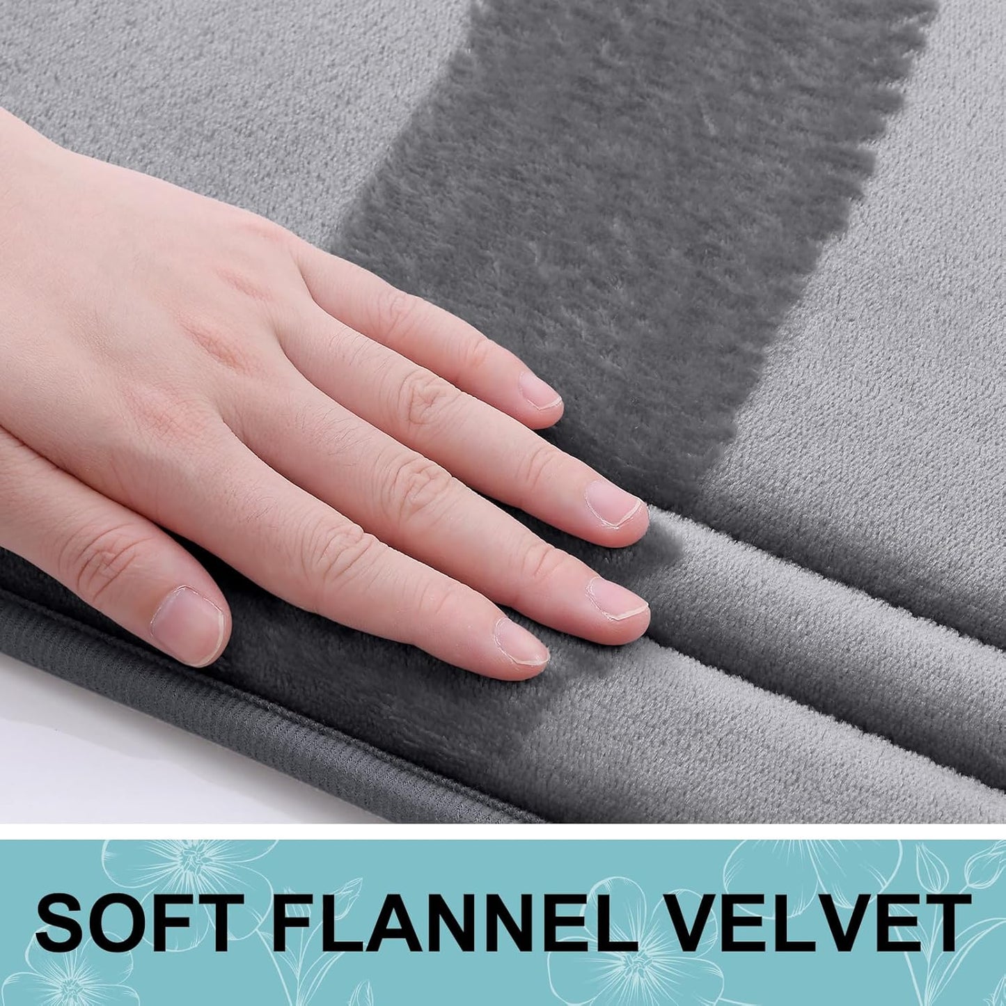 Grandaily Memory Foam Bath Mat Rug 30x20, Ultra Soft, Non-Slip and Absorbent Bathroom Rugs, Machine Wash Dry, Comfortable Bath Carpet for Bathroom Floor, Tub and Shower, Medium Grey