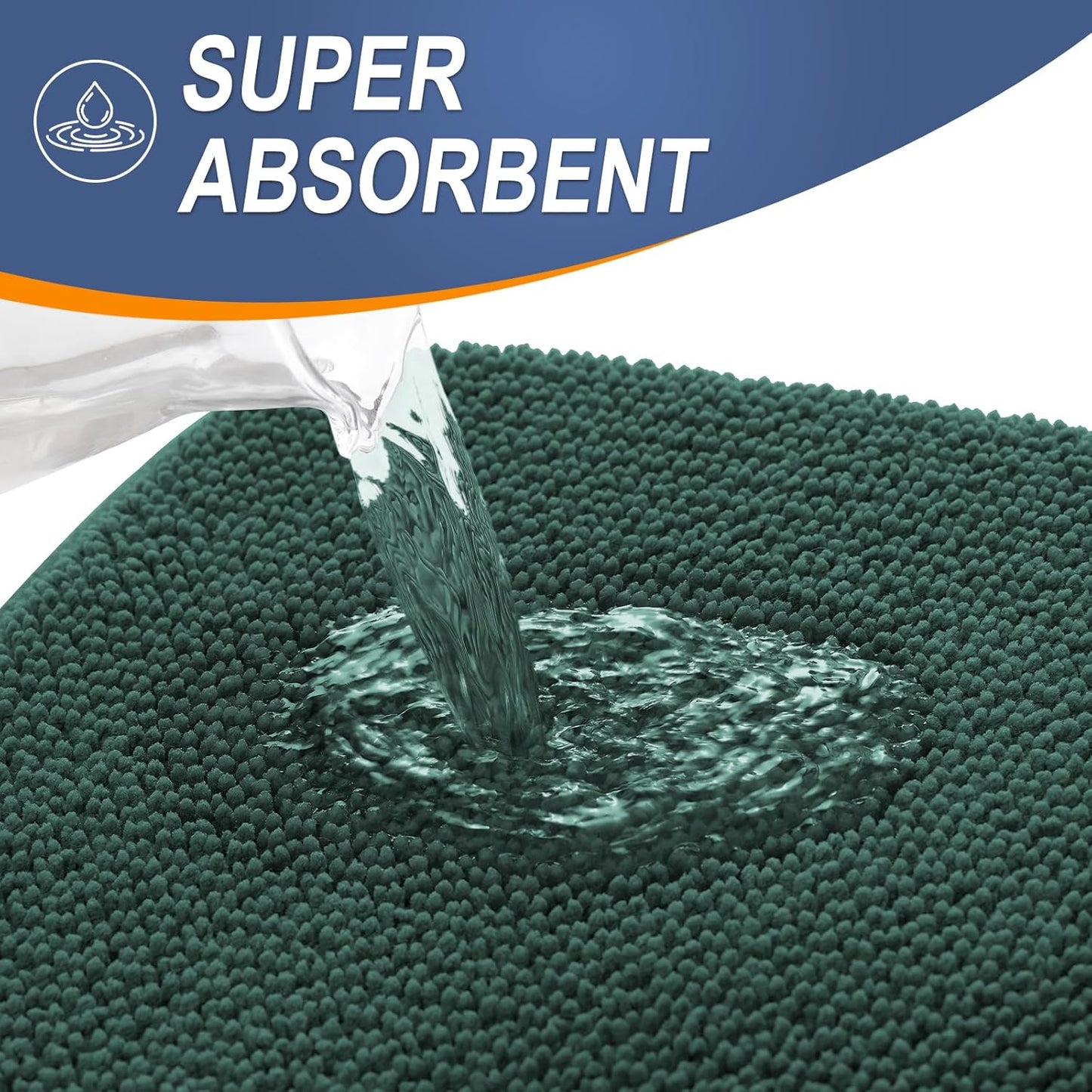 OLANLY Thick Memory Foam Bath Mat Rug 44x24, Extra Soft Absorbent Bathroom Rug, Quick Dry Bath Mats, Non-Slip, Washable Carpet for Bathroom, Tub and Shower, Home Decor Accessories, Blackish Green