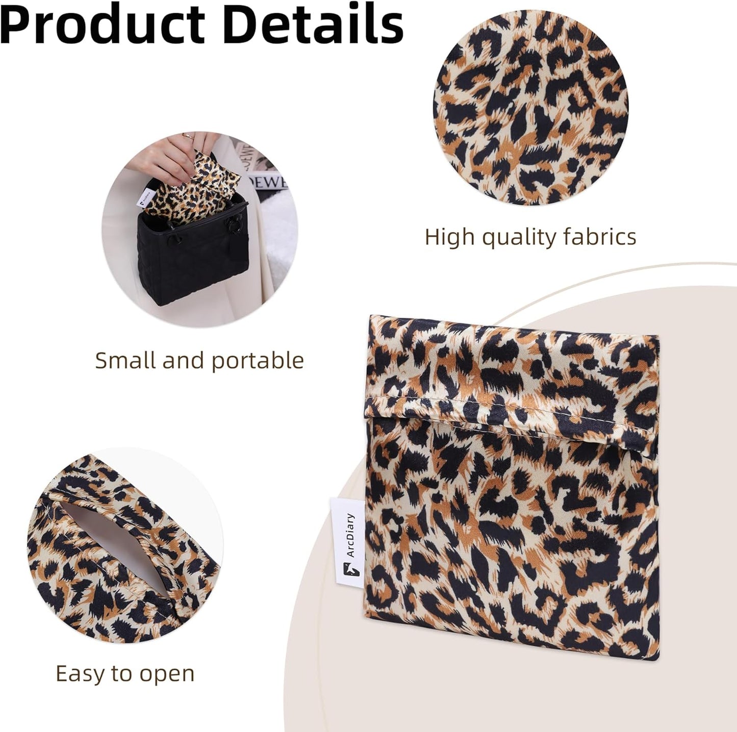 Period Bag for Teen Aged Girls, Portable Sanitary Pad Storage Bag for Teen Pads/Sanitary Napkins/Small Tampons, Feminine Menstrual Cup Pouch (Leopard A)